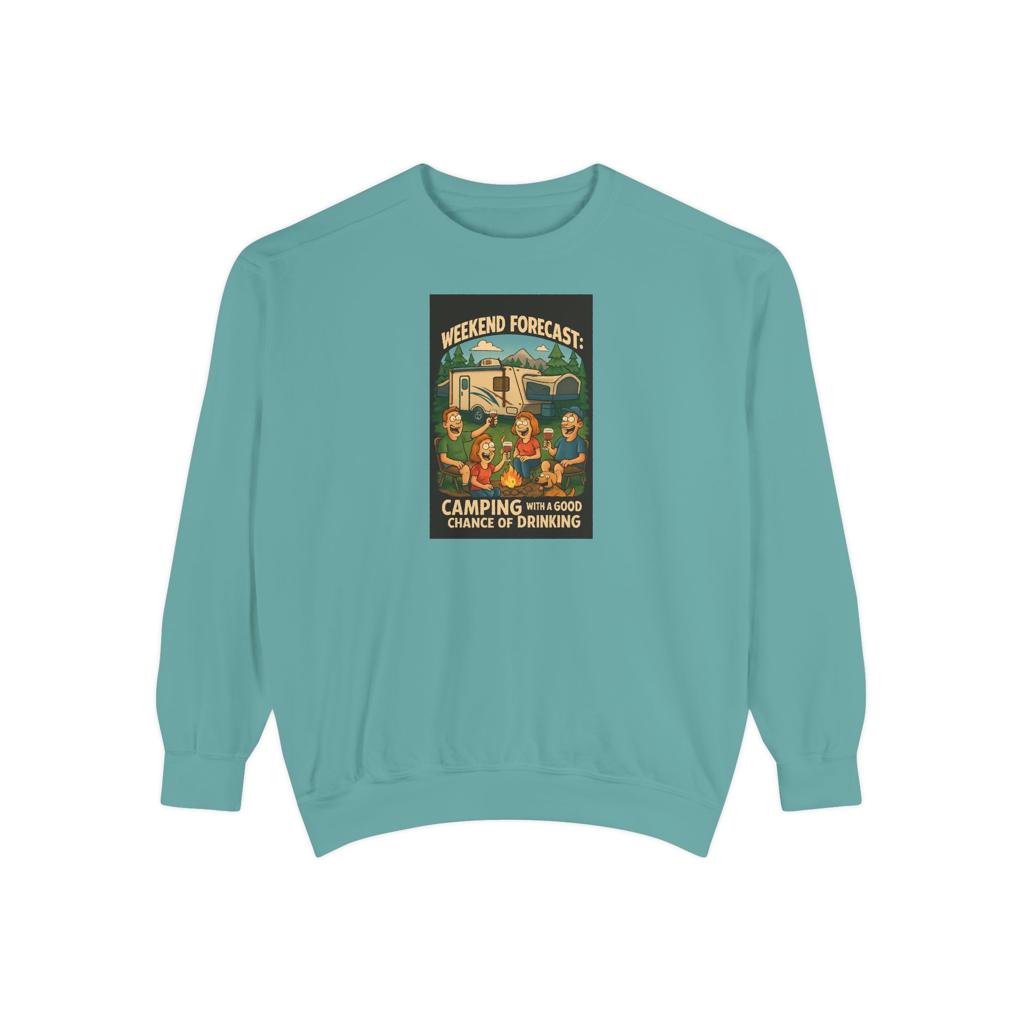 Weekend Forecast Camping Sweatshirt, Cozy Unisex Sweatshirt, Gift for Campers, Outdoor Adventure Apparel, Relaxed Fit Sweatshirt