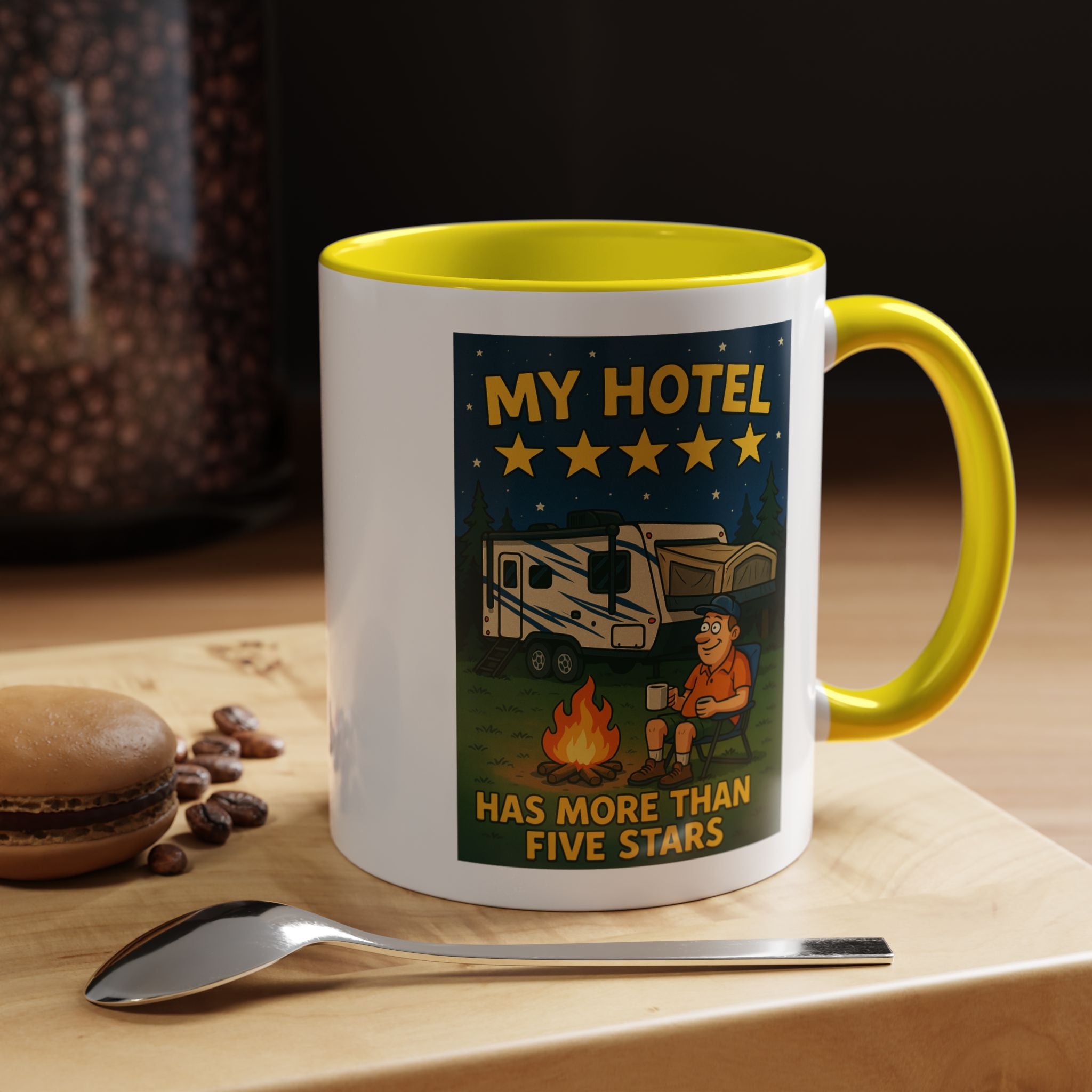 Camping-Themed Accent Coffee Mug | Perfect for RV Lovers, Campers, Travelers, Cozy Nights, Outdoor Adventures, Unique Gift Ideas