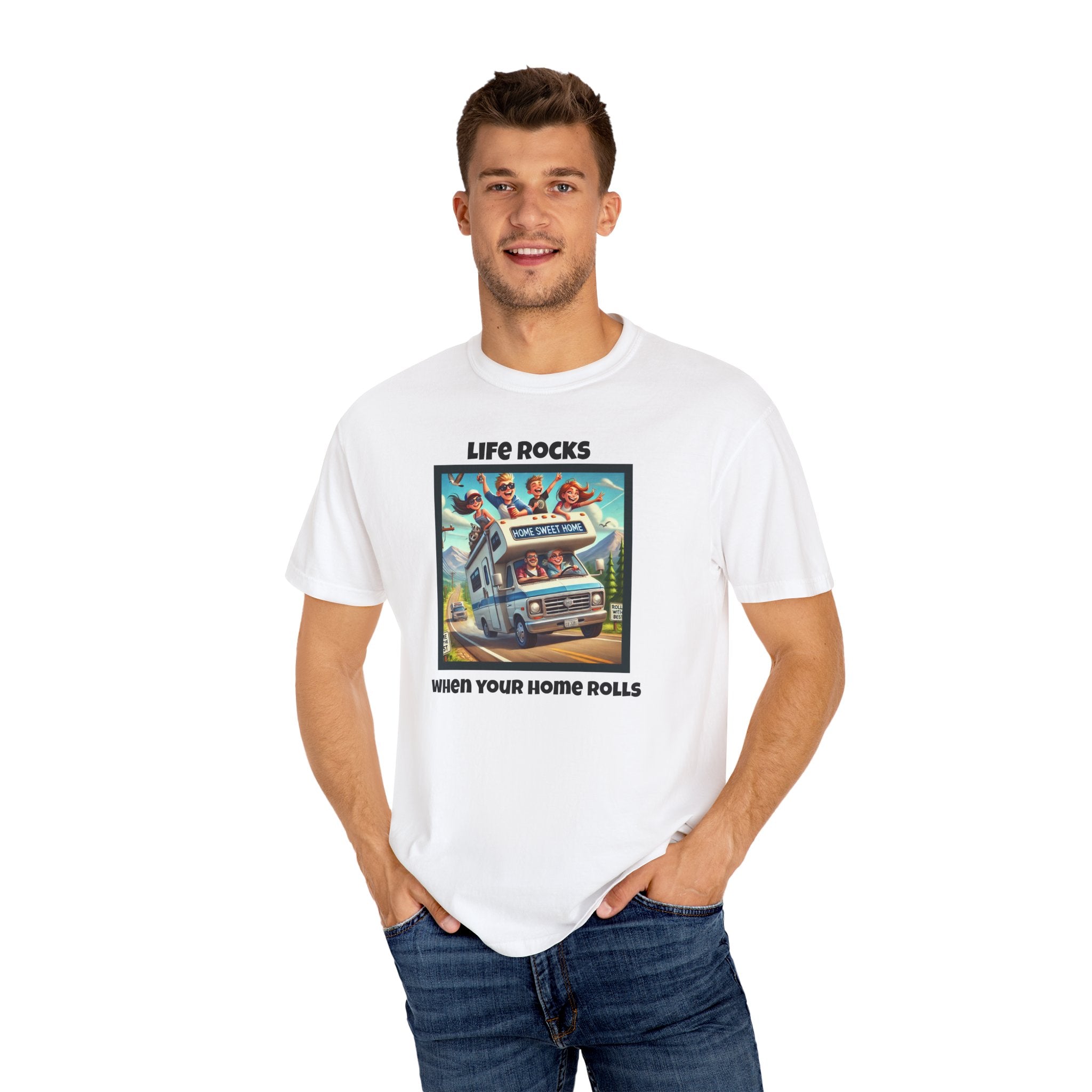 Rolling Home Unisex T-shirt - Life rocks when your home rolls