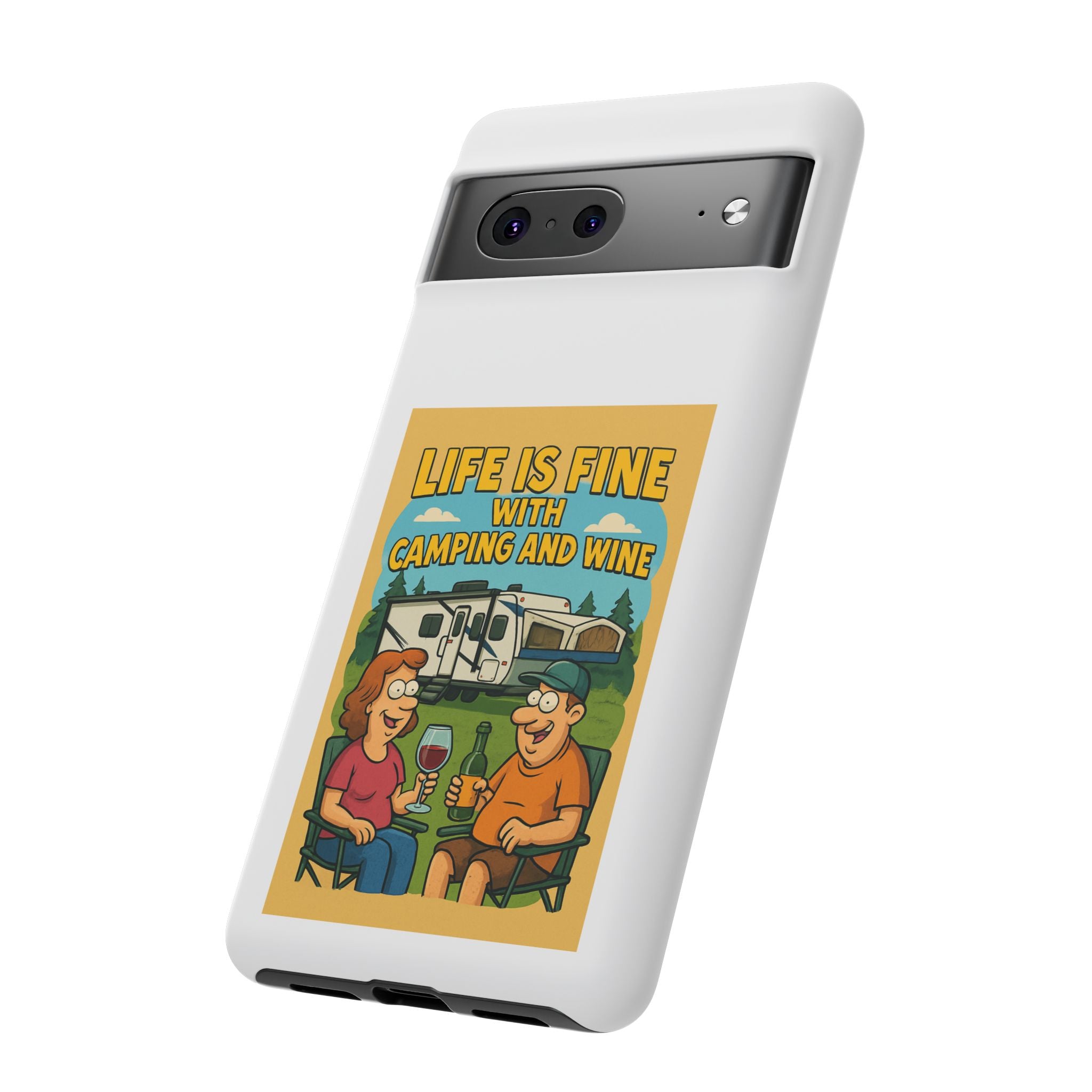 Camping & Wine Phone Case, Outdoor Adventure Accessory, Fun Gift for Campers, Summer Travel Essential, RV Lover Present
