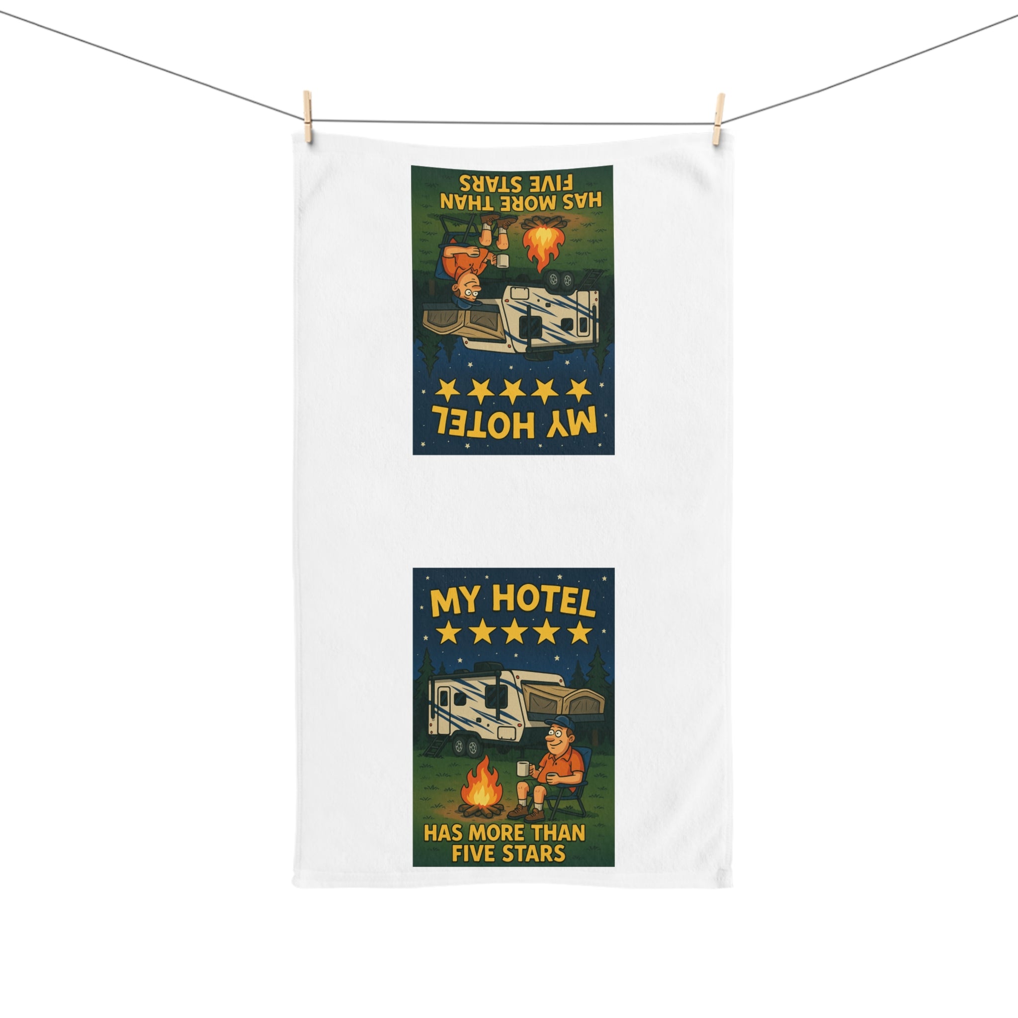 Campfire Hand Towel for Outdoor Enthusiasts, Fun Kitchen Decor, Gift for Campers, RV Lovers, Retro Camping Vibe