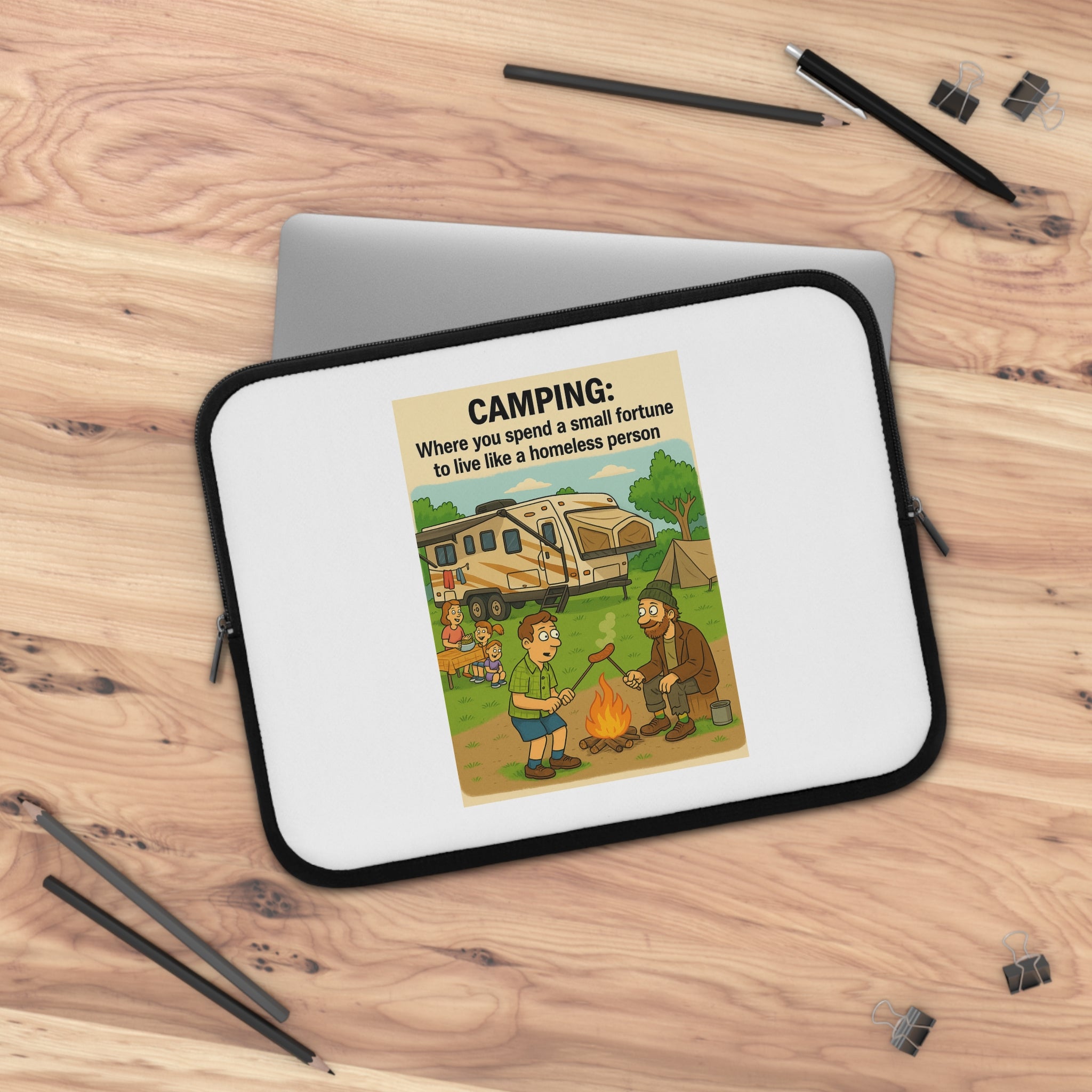 Camping Adventure Laptop Sleeve - Fun Outdoor Design, Computer Case for Nature Lovers, Gift for Campers, Unique Accessories