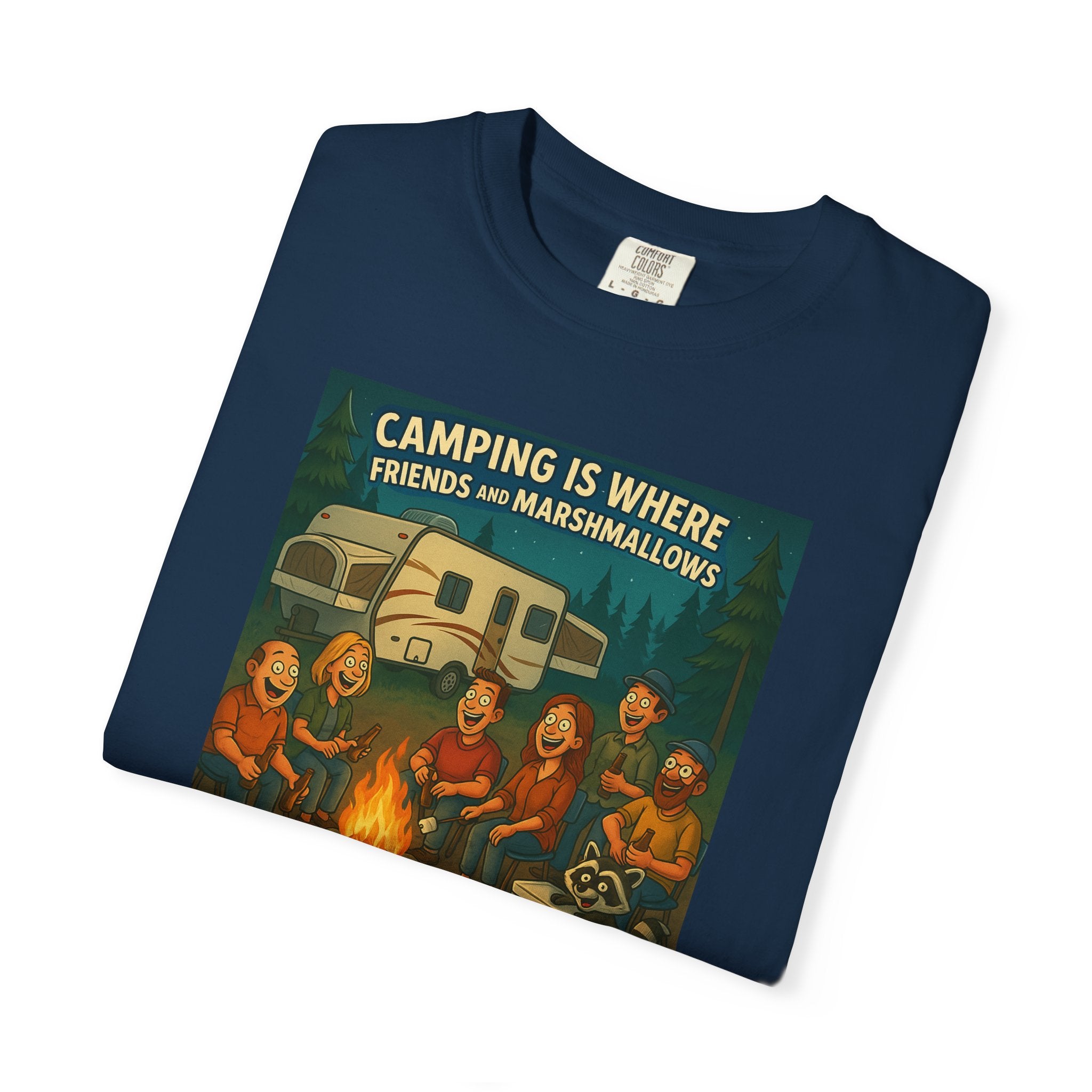 Camping T-Shirt: Get Toasted with Friends, Unisex Garment-Dyed Tee, Outdoor Adventure Shirt, Camping Gift, Summer BBQ Shirt, Family [...]