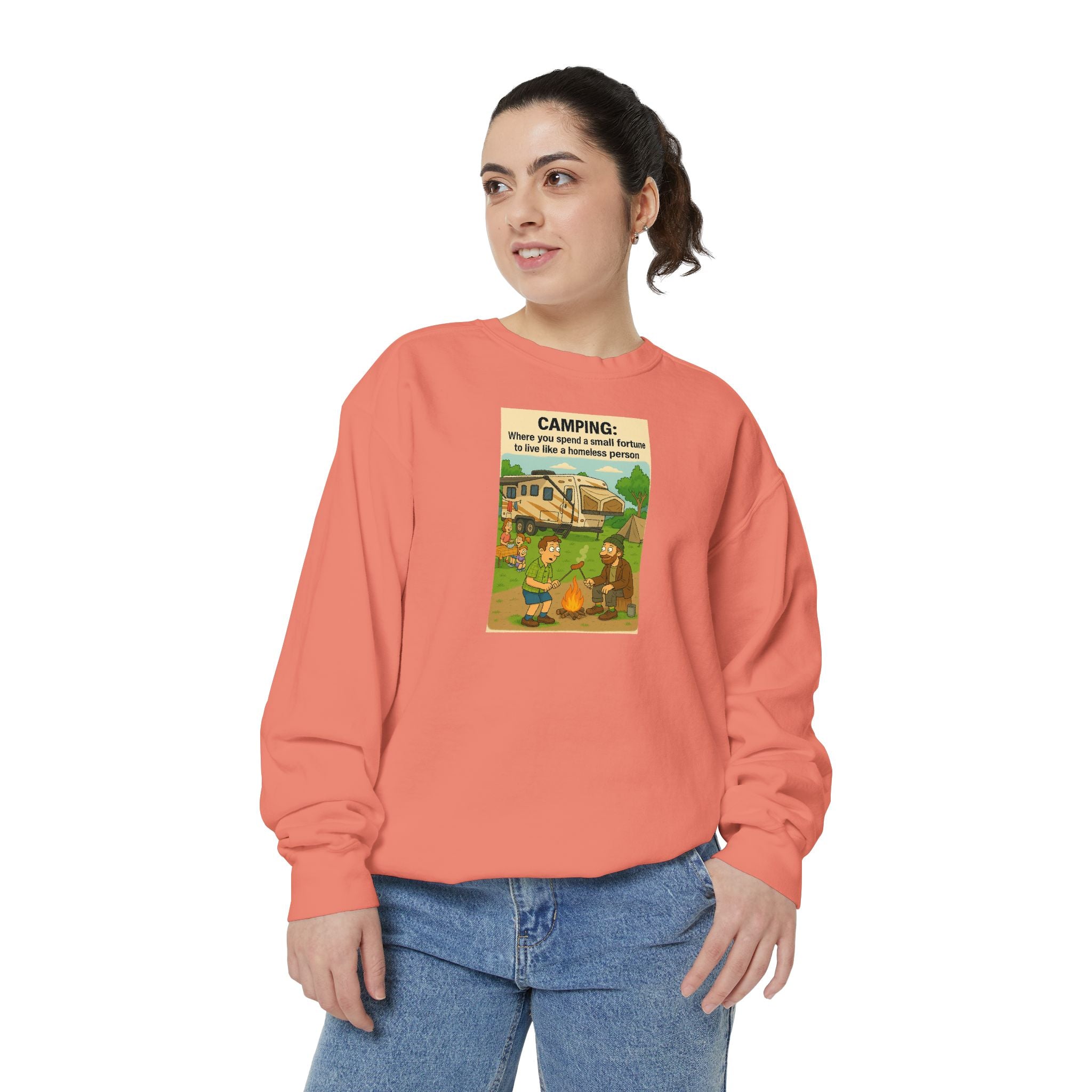 Camping Adventure Sweatshirt, Unisex Garment-DyedPullover, Cozy Casual Wear, Outdoor Enthusiast Gift, Camping Trip Apparel