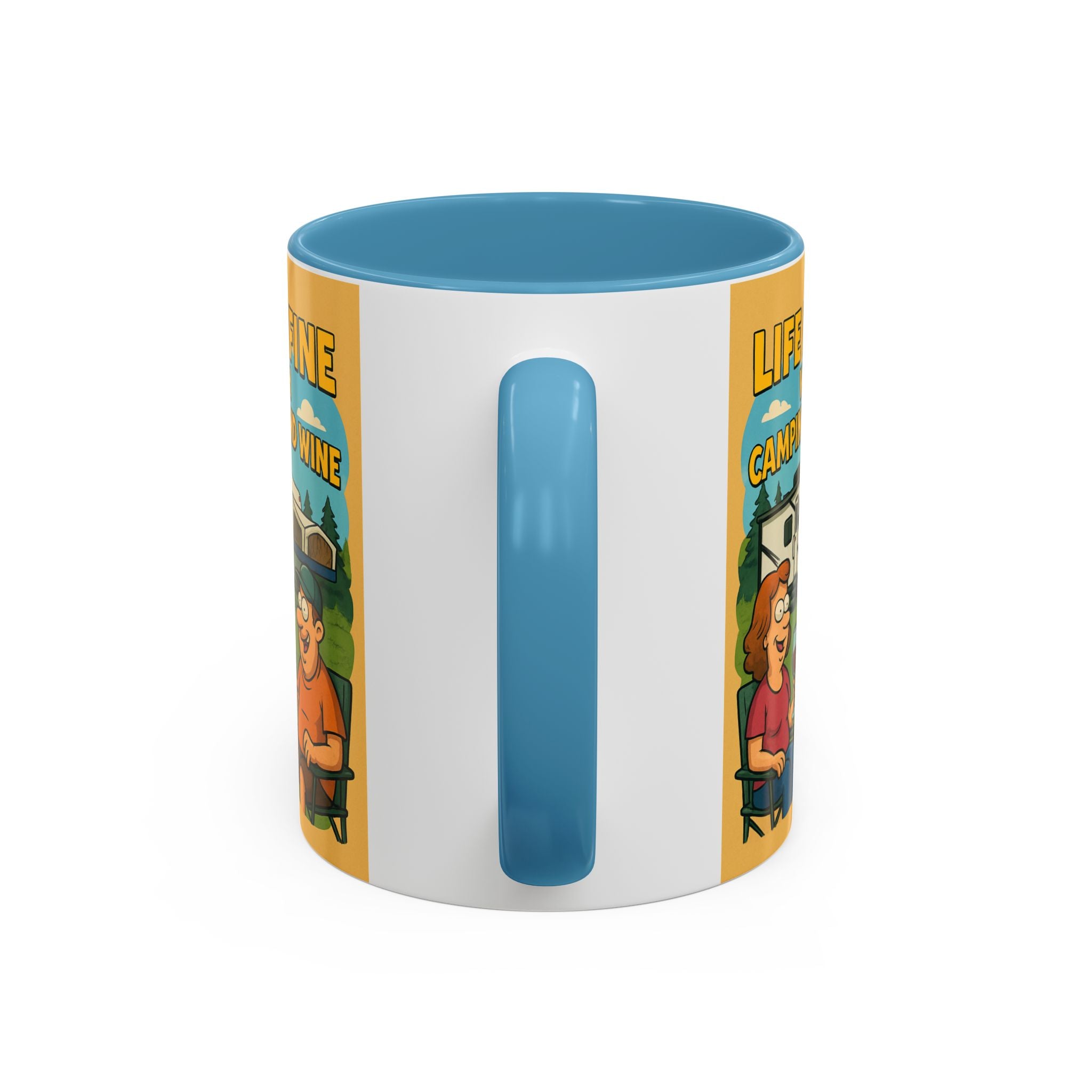 Life is fine with camping and wine Hybrid Camper Coffee Mug (11, 15oz)