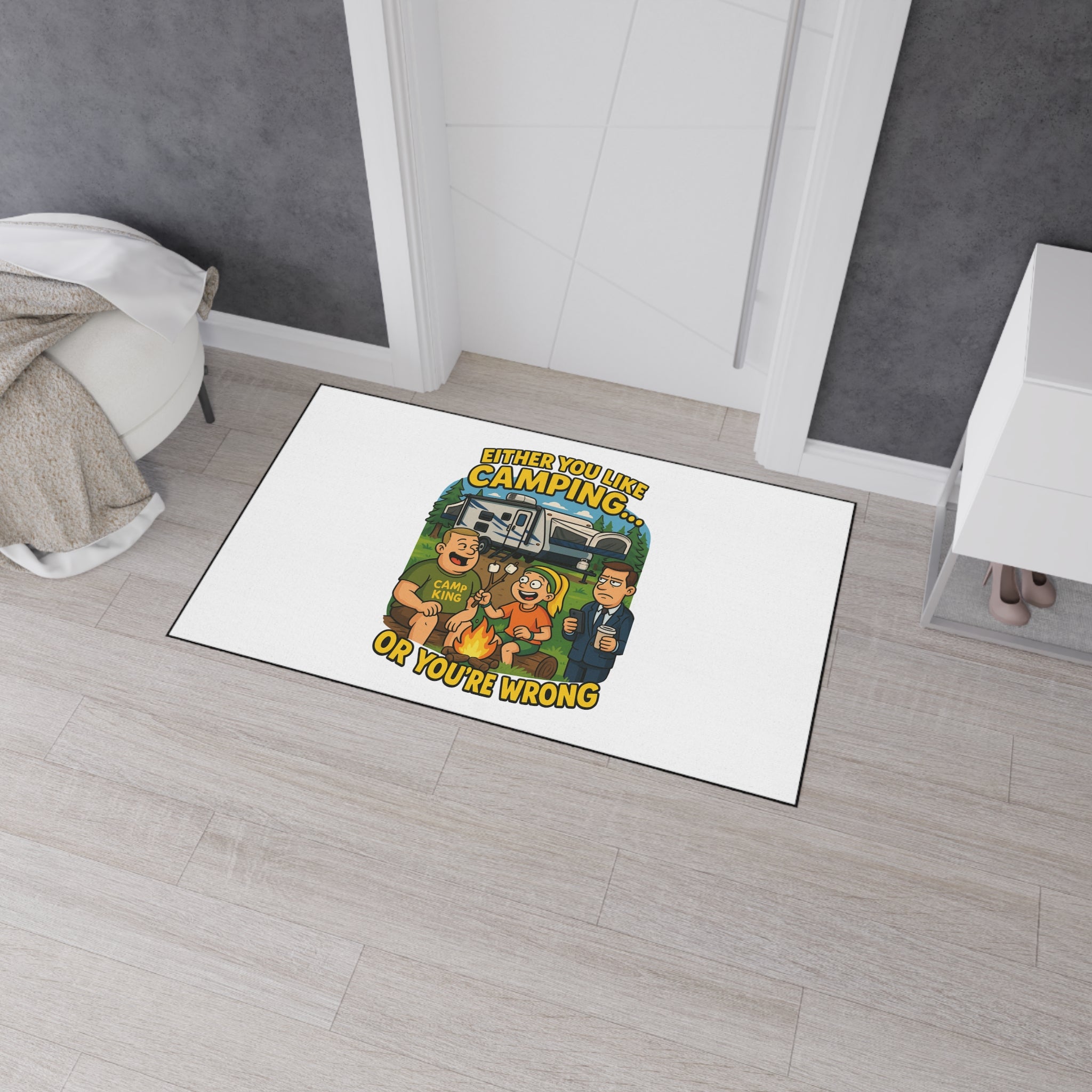 Camping Themed Heavy Duty Floor Mat - "Either You Like Camping... Or You're Wrong"