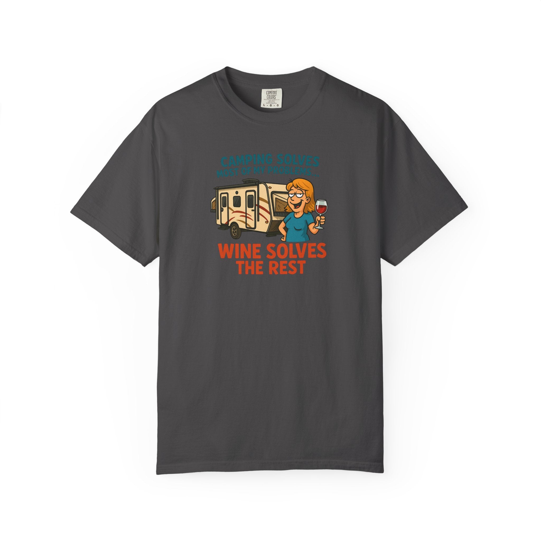 Camping & Wine Unisex T-Shirt, Relaxed Fit Tee, Perfect Gift for Campers, Wine Lovers, Outdoor Enthusiasts, Summer Celebrations