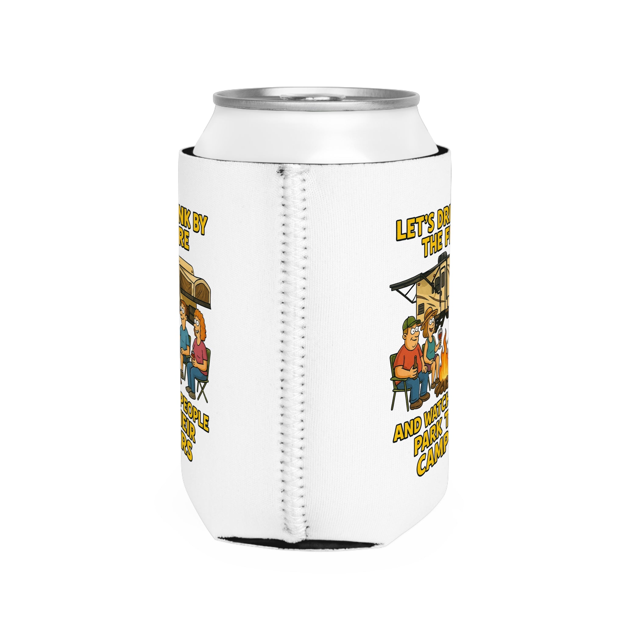 Campfire Can Cooler Sleeve - Fun Outdoor Drink Holder for Camping, RV Life, Beer Lover Gift, Summer BBQs, Backroad Adventures