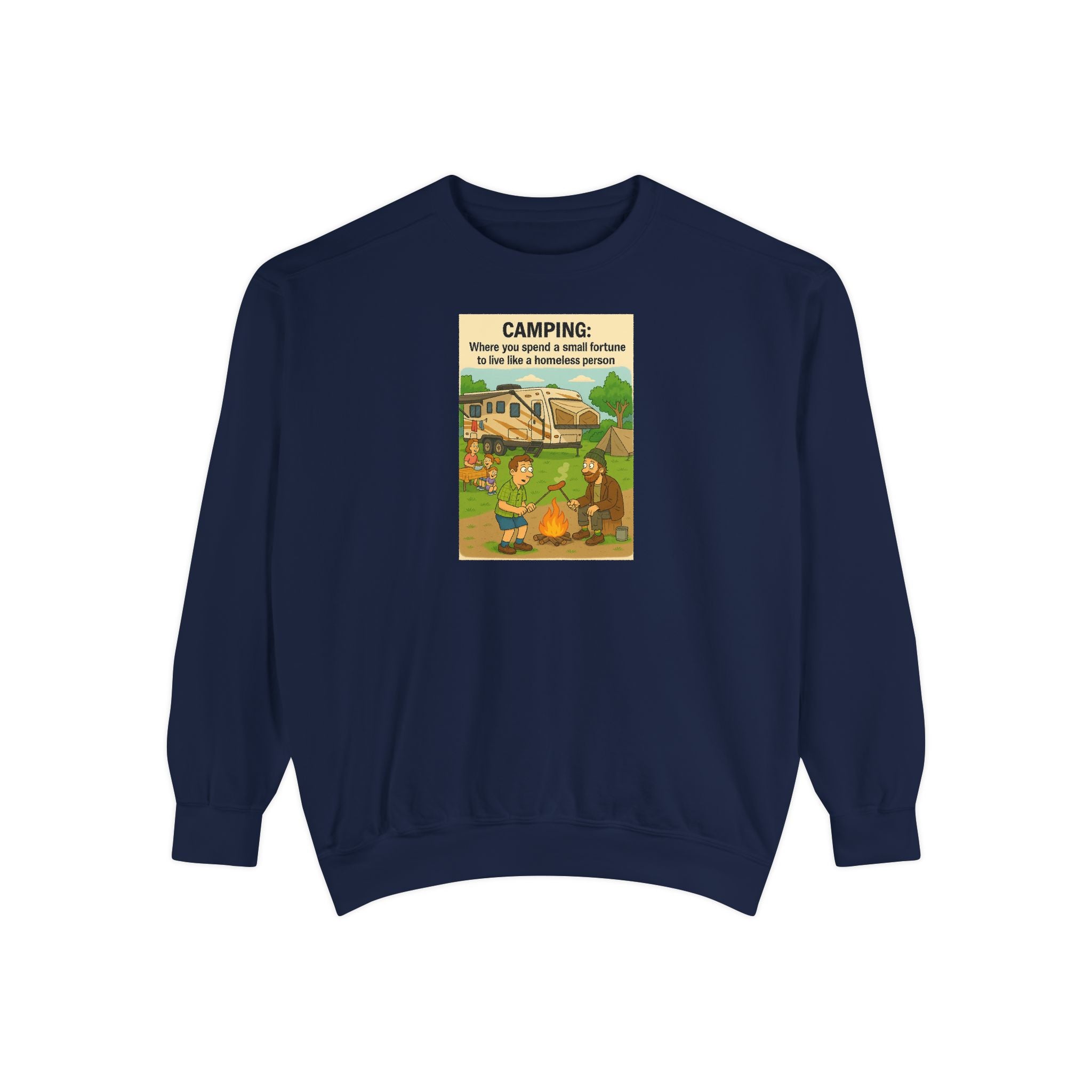 Camping Adventure Sweatshirt, Unisex Garment-DyedPullover, Cozy Casual Wear, Outdoor Enthusiast Gift, Camping Trip Apparel