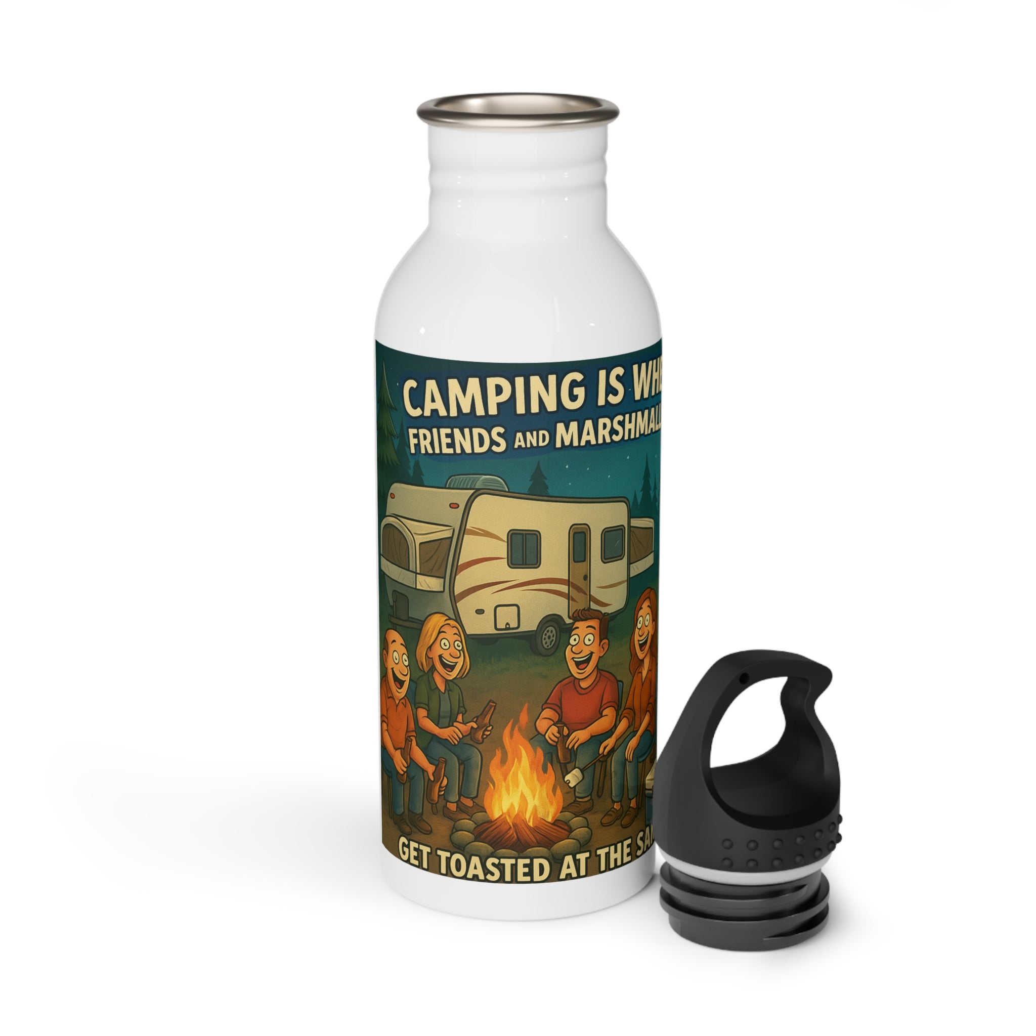 Camping Friends Stainless Steel Water Bottle, Adventure Hydration Flask, Outdoor Enthusiast Gift, Travel Water Bottle, Unique Campfire [...]
