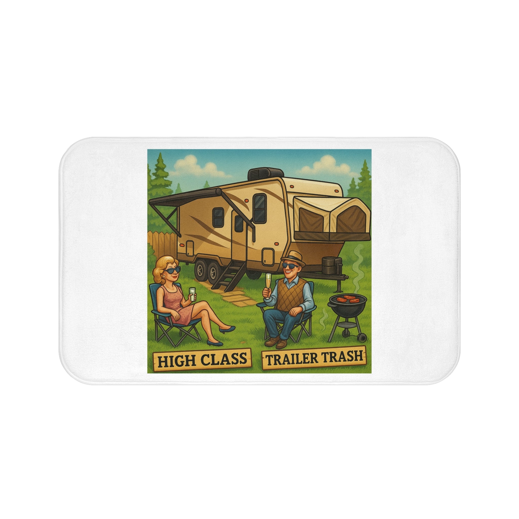 High Class Trailer Trash Bath Mat - Fun Camping Humor Decor
