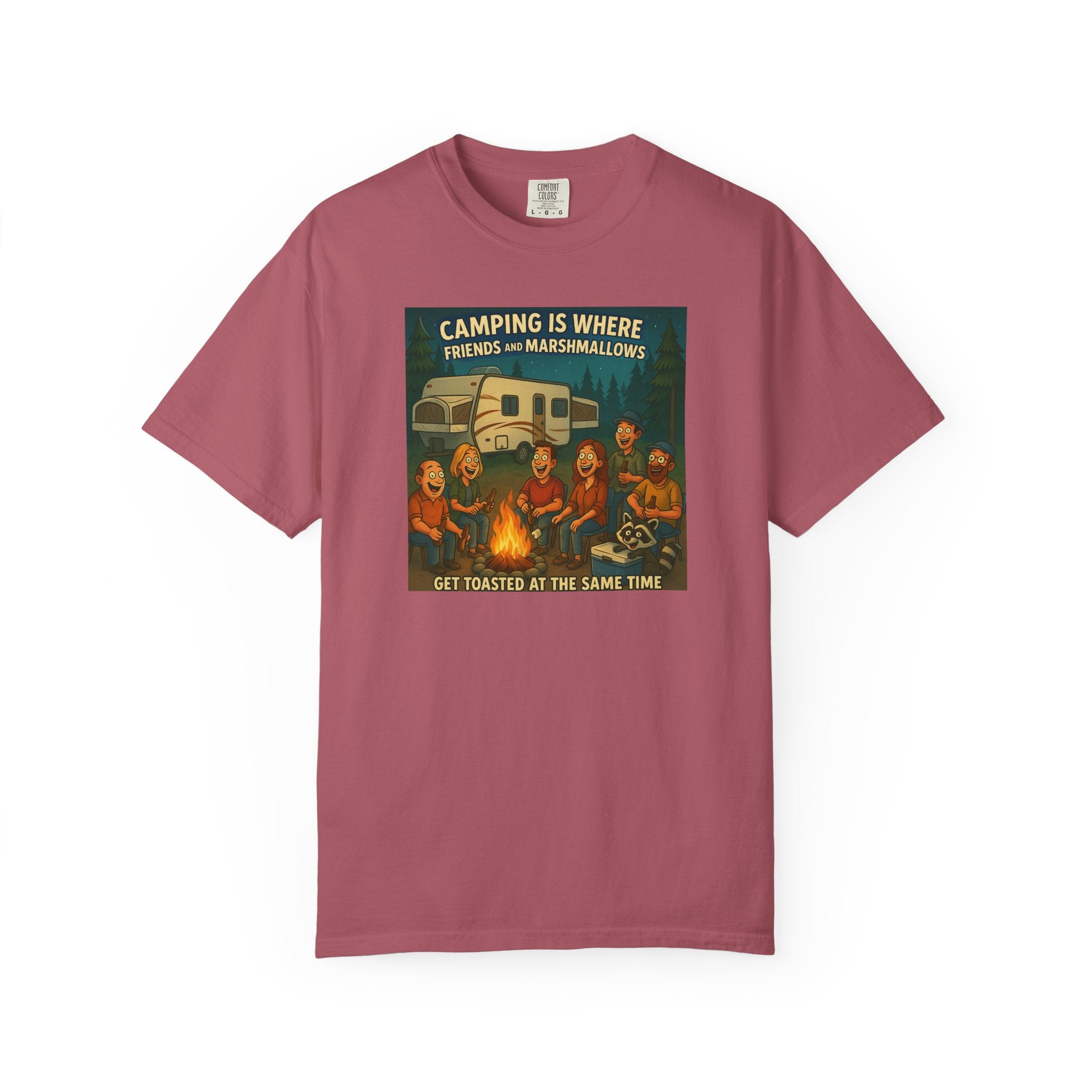 Camping T-Shirt: Get Toasted with Friends, Unisex Garment-Dyed Tee, Outdoor Adventure Shirt, Camping Gift, Summer BBQ Shirt, Family [...]