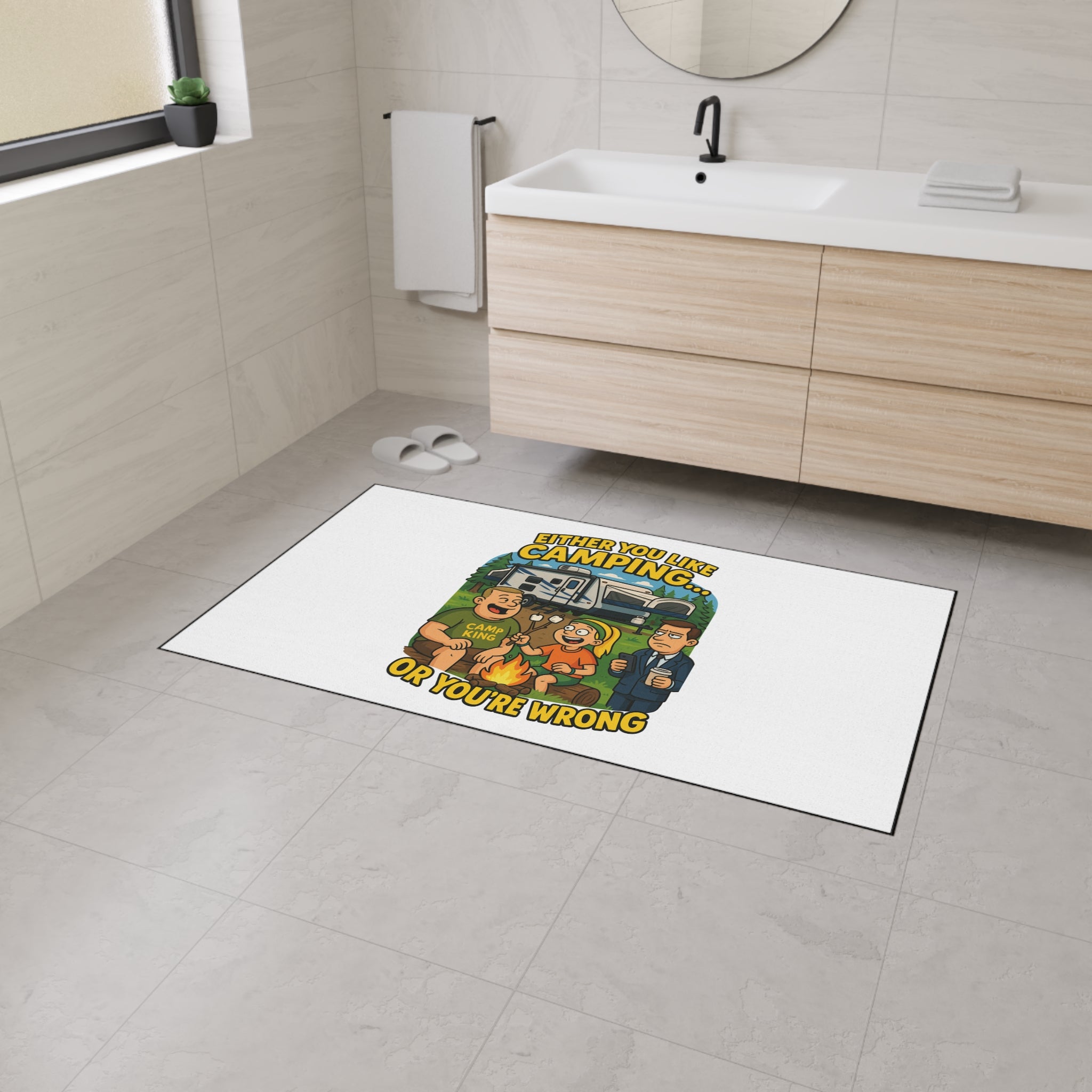 Camping Themed Heavy Duty Floor Mat - "Either You Like Camping... Or You're Wrong"