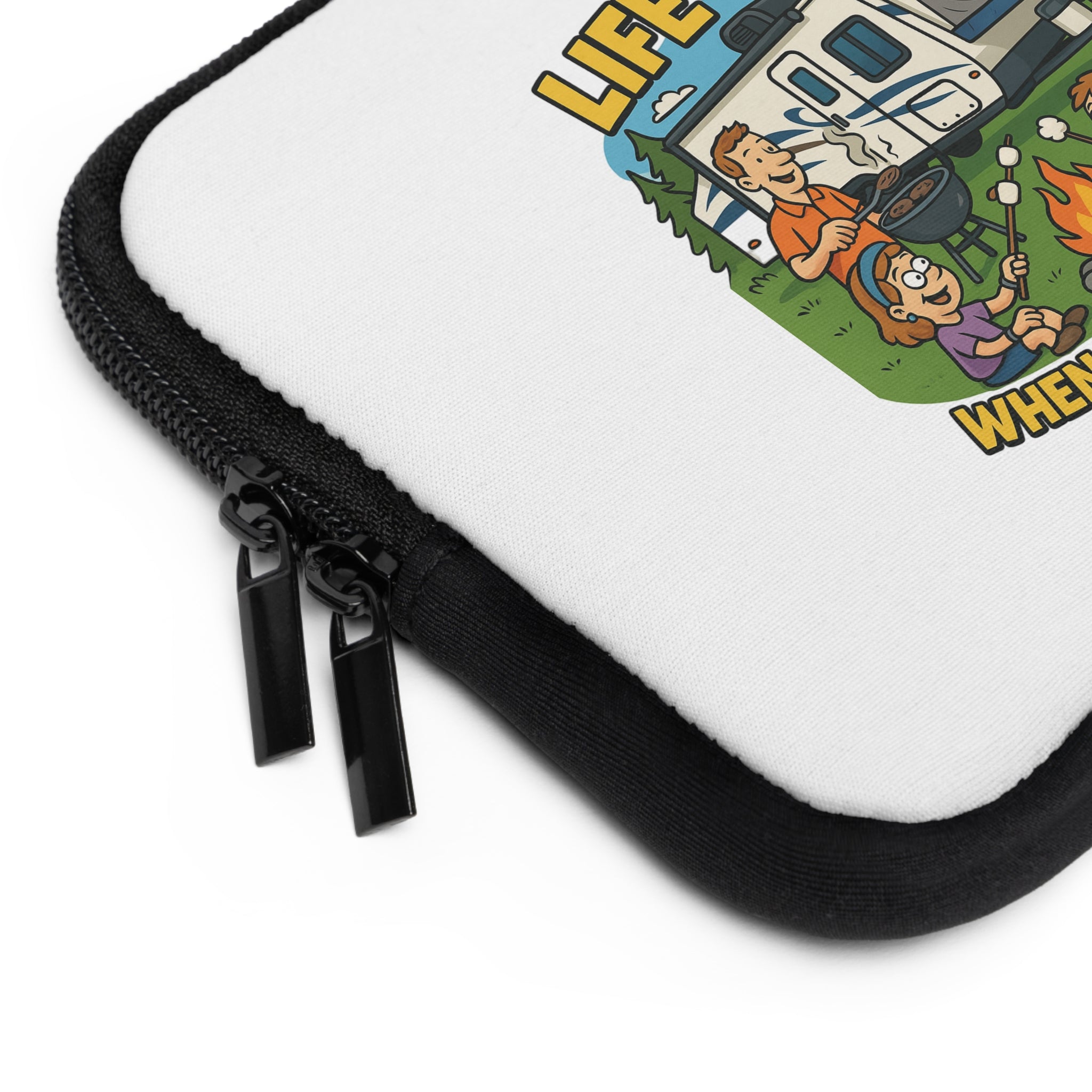 Camping Adventure Laptop Sleeve, RV Life Accessory, Portable Computer Case, Outdoor Enthusiast Gift, Life Rocks Design