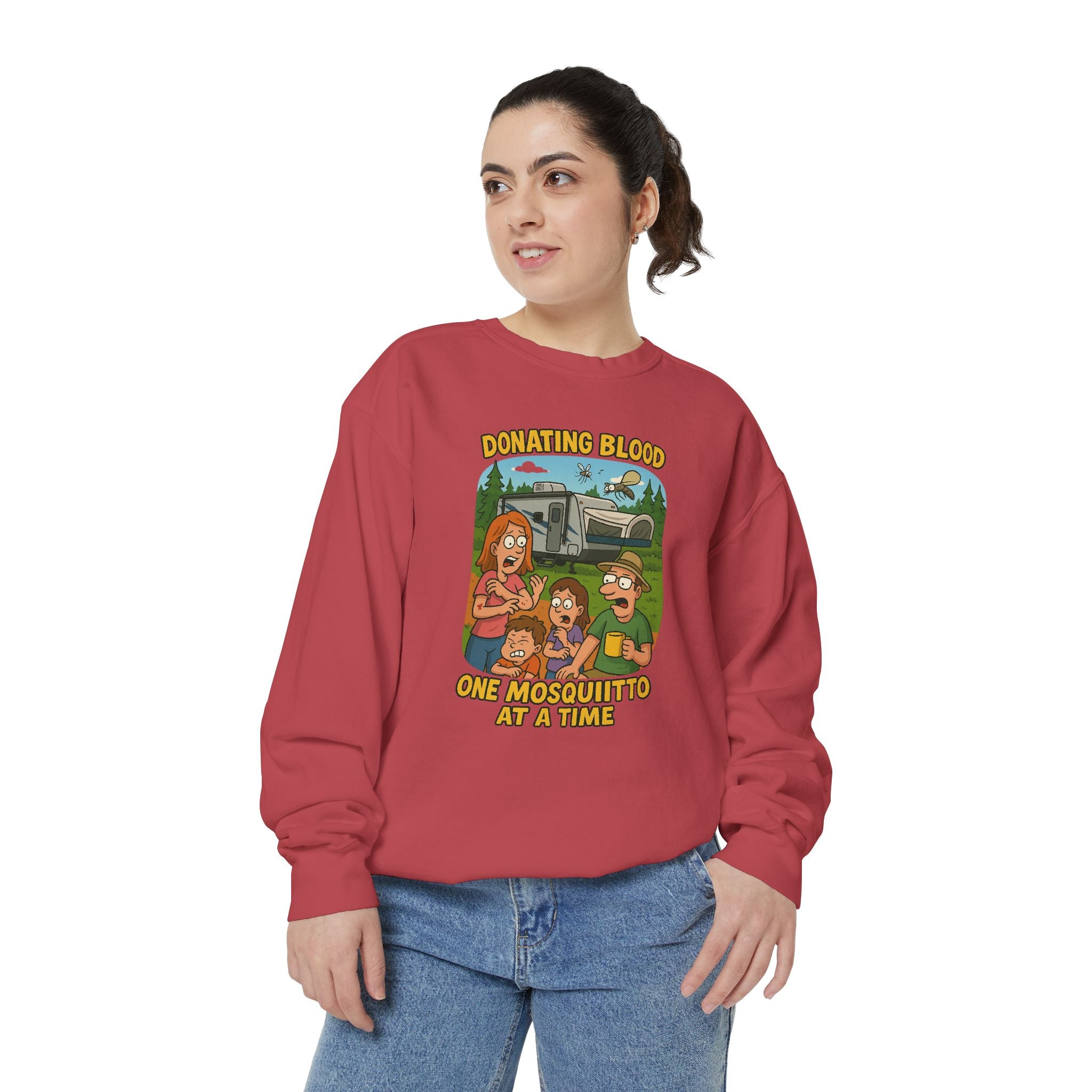 Unisex Garment-Dyed Sweatshirt - Donating Blood One Mosquito at a Time