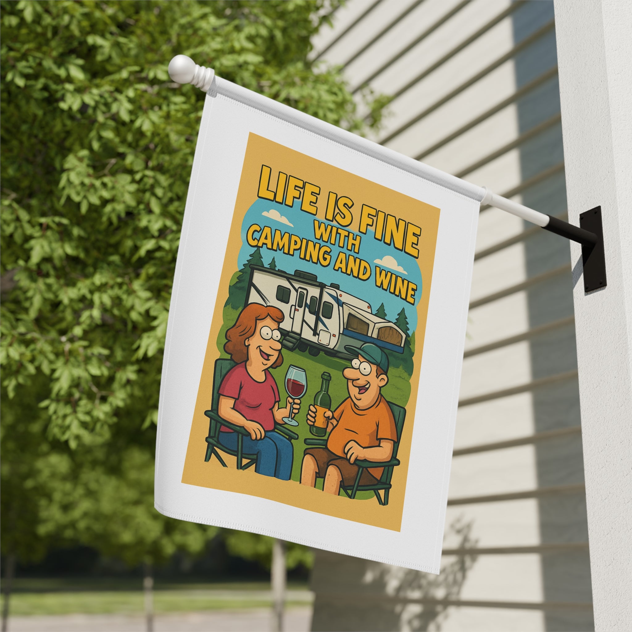 Camping Banner, Garden Decor, Outdoor Vibes, Wine Lovers Gift, Fun Camping Decorations, Unique Home & Garden Banner