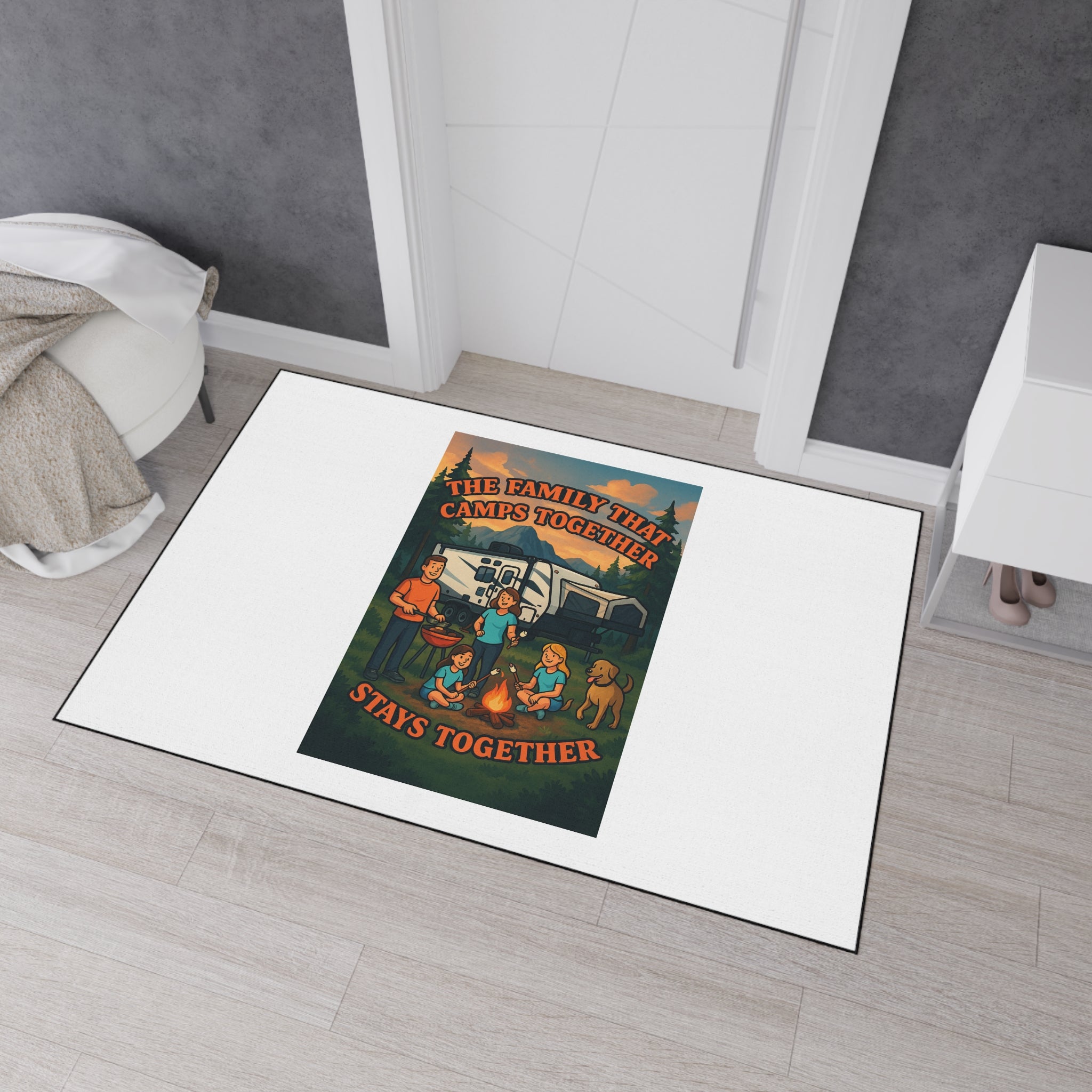 Family Camping Floor Mat - The Family That Camps Together Stays Together, Outdoor Rug, Durable Welcome Mat, RV Accessory, Camp Decor