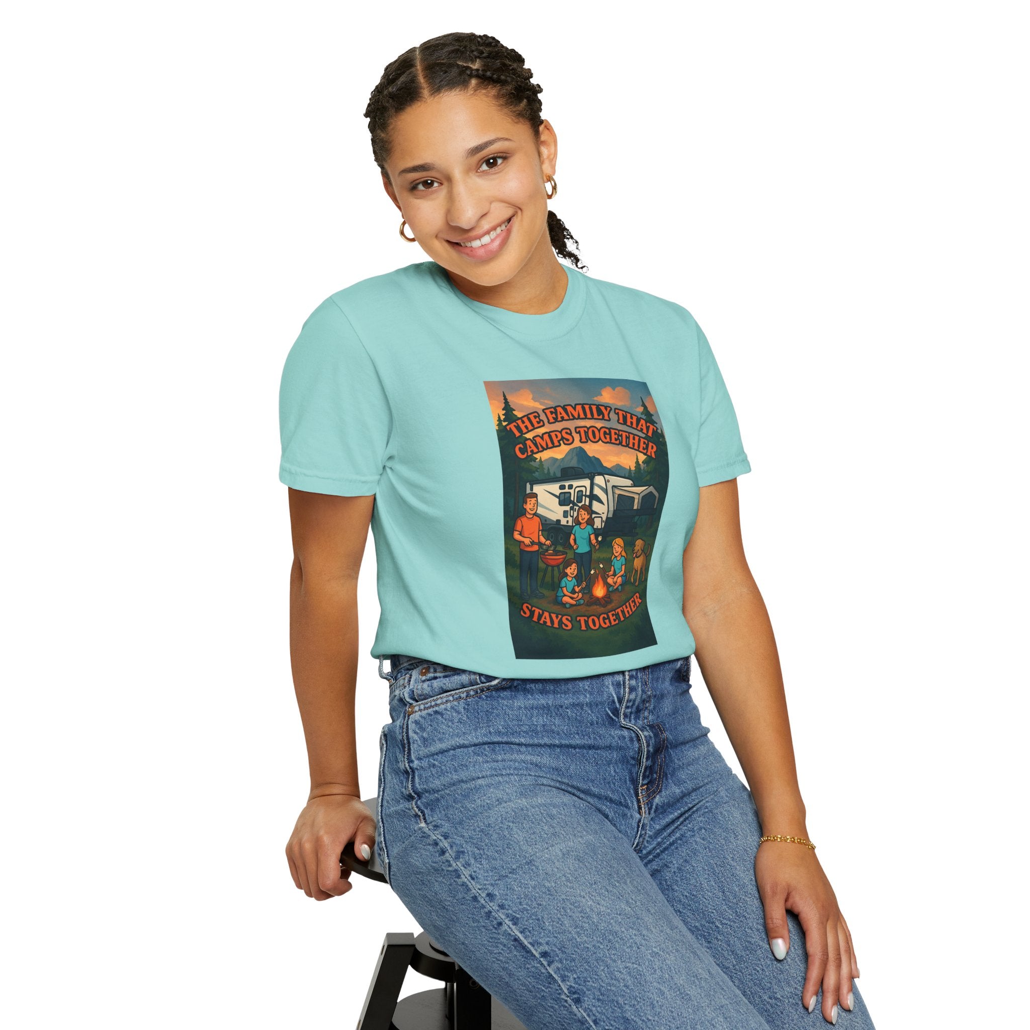 Family Camping T-shirt, Casual Outdoor Tee, Perfect for Family Gatherings, Summer Camp, Gift for Outdoor Lovers, Relaxed Fit Tee