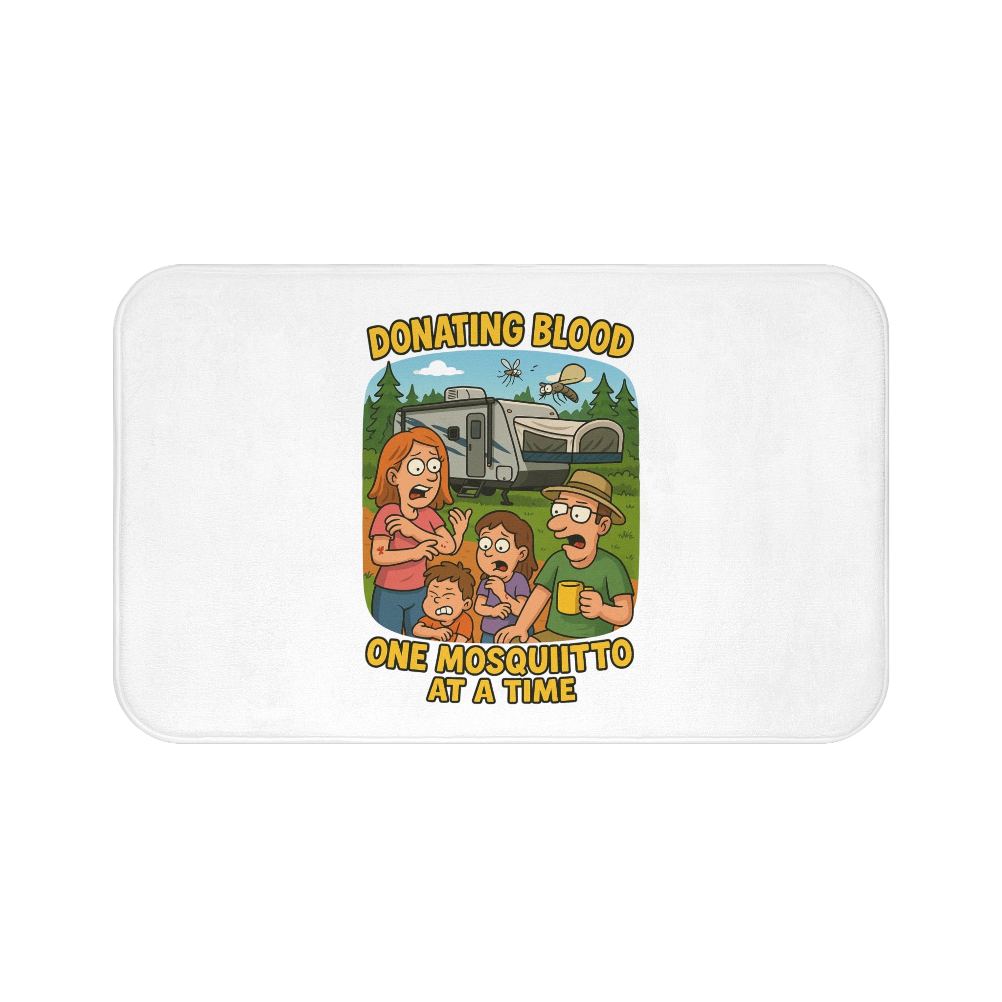 Funny Bath Mat - Donating Blood One Mosquito at a Time, Quirky Home Decor, Gift for Humor Lovers, Bath Decor, Funny Bathroom Accessories