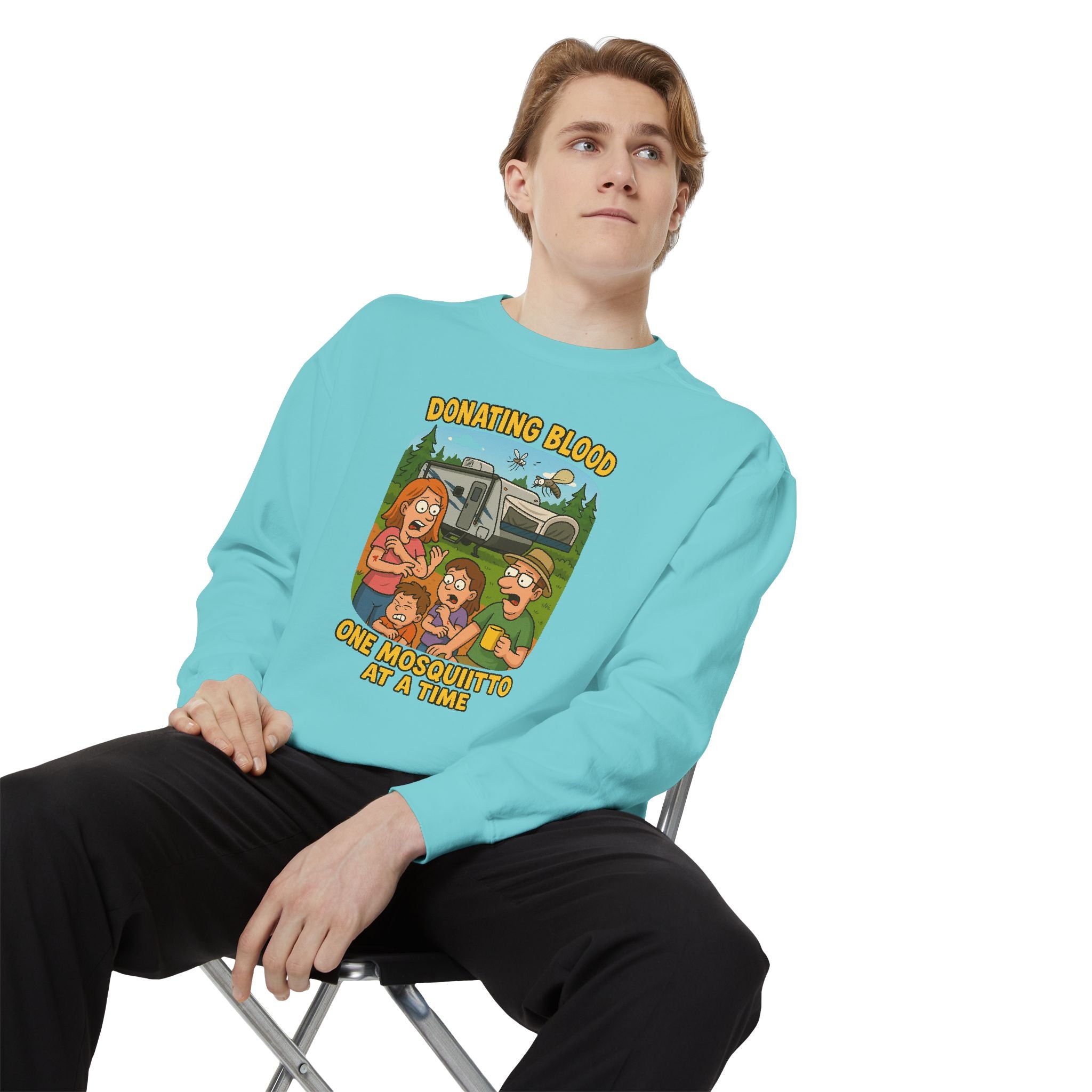 Unisex Garment-Dyed Sweatshirt - Donating Blood One Mosquito at a Time
