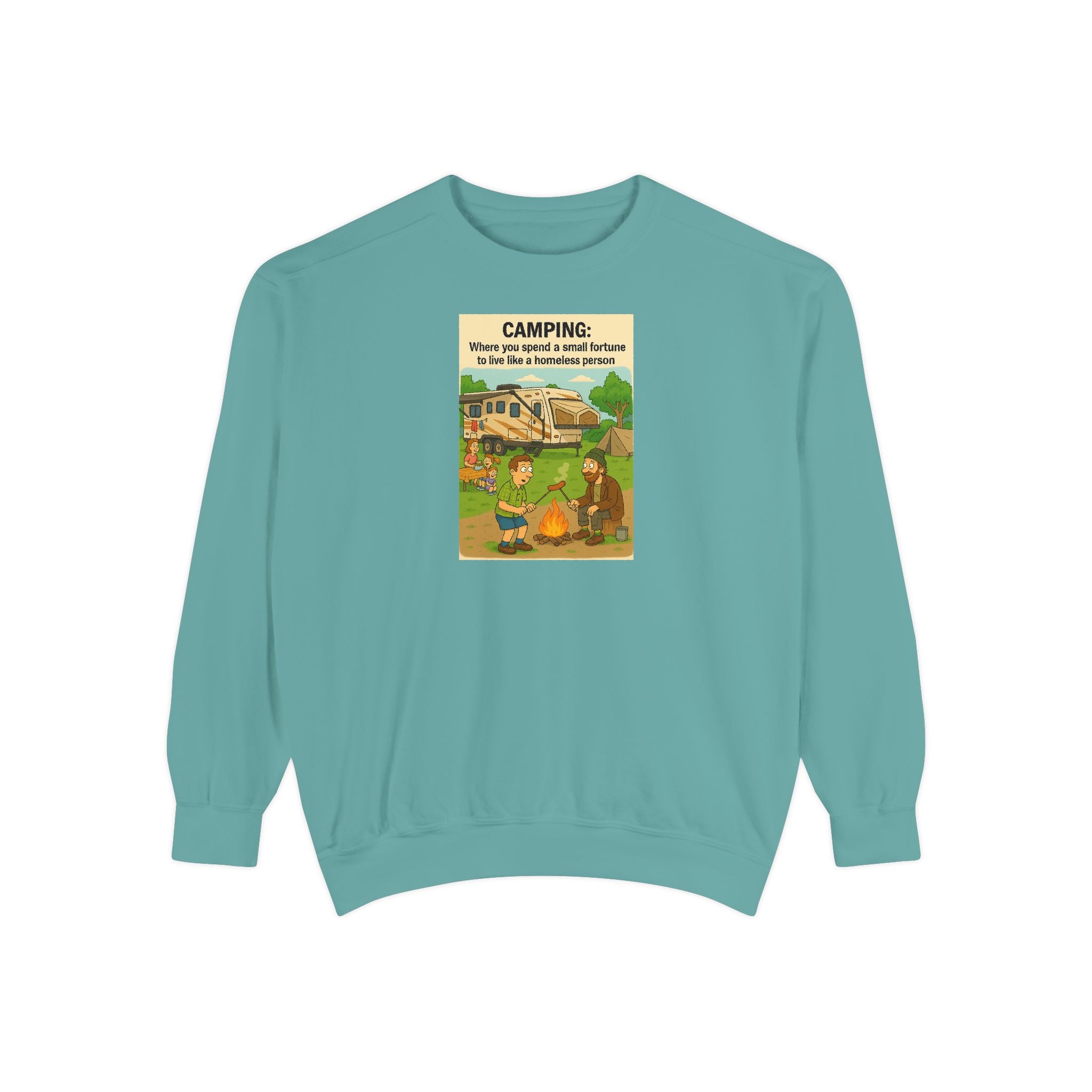 Camping Adventure Sweatshirt, Unisex Garment-DyedPullover, Cozy Casual Wear, Outdoor Enthusiast Gift, Camping Trip Apparel