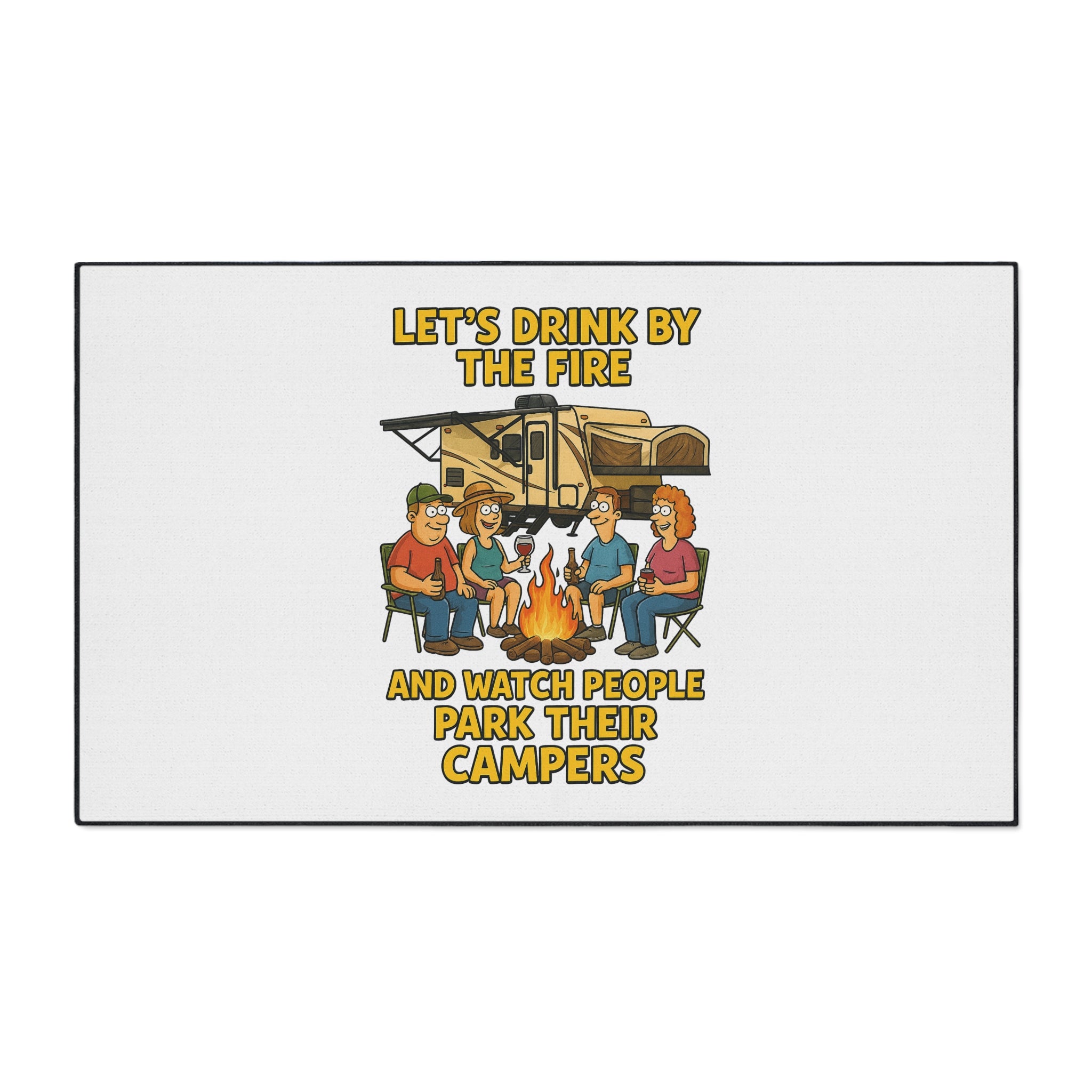 Camper-Themed Heavy Duty Floor Mat for Outdoor Gatherings, RV Decor, Camping Accessories, BBQ Parties, Fire Pit Mat