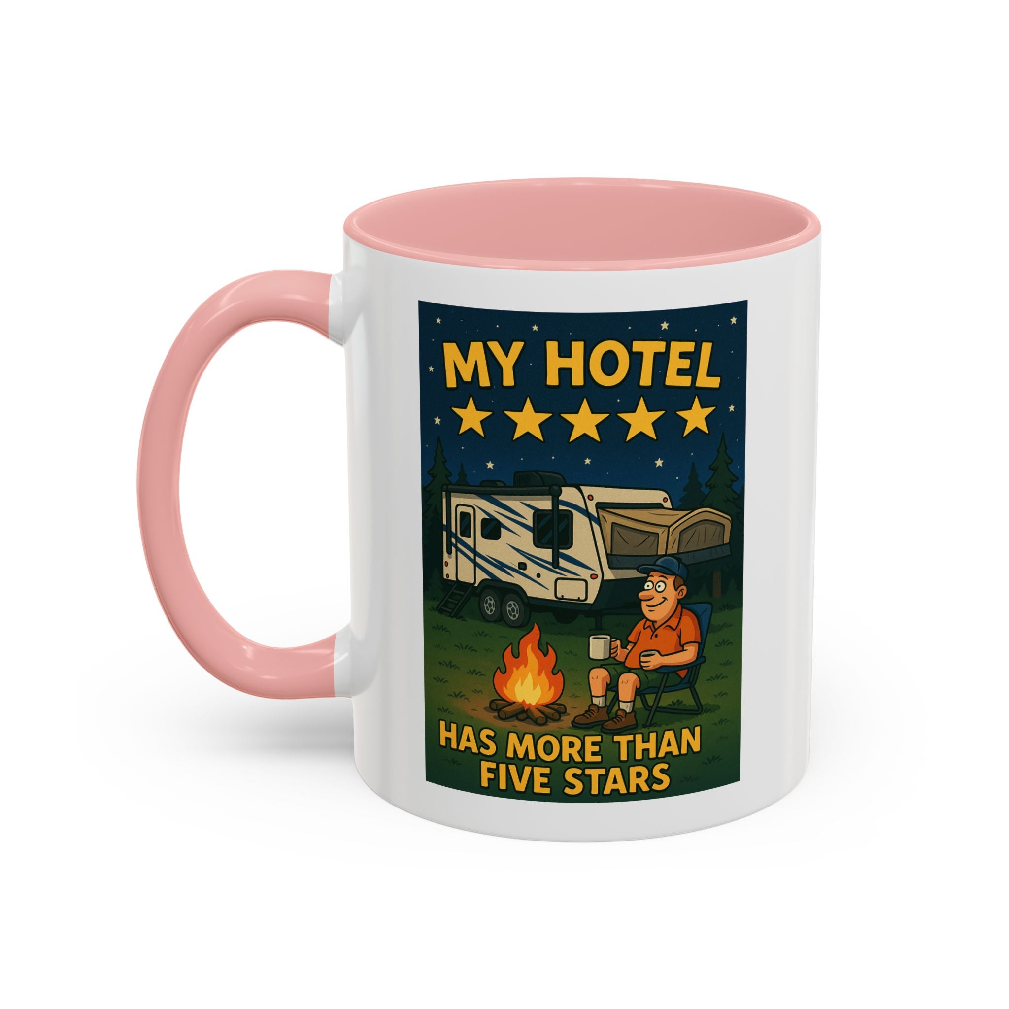 Camping-Themed Accent Coffee Mug | Perfect for RV Lovers, Campers, Travelers, Cozy Nights, Outdoor Adventures, Unique Gift Ideas