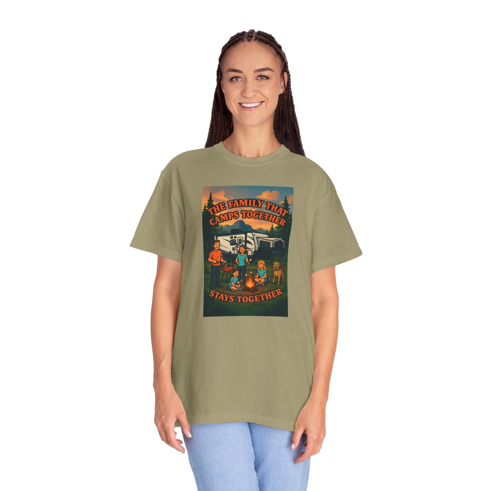 Family Camping T-shirt, Casual Outdoor Tee, Perfect for Family Gatherings, Summer Camp, Gift for Outdoor Lovers, Relaxed Fit Tee