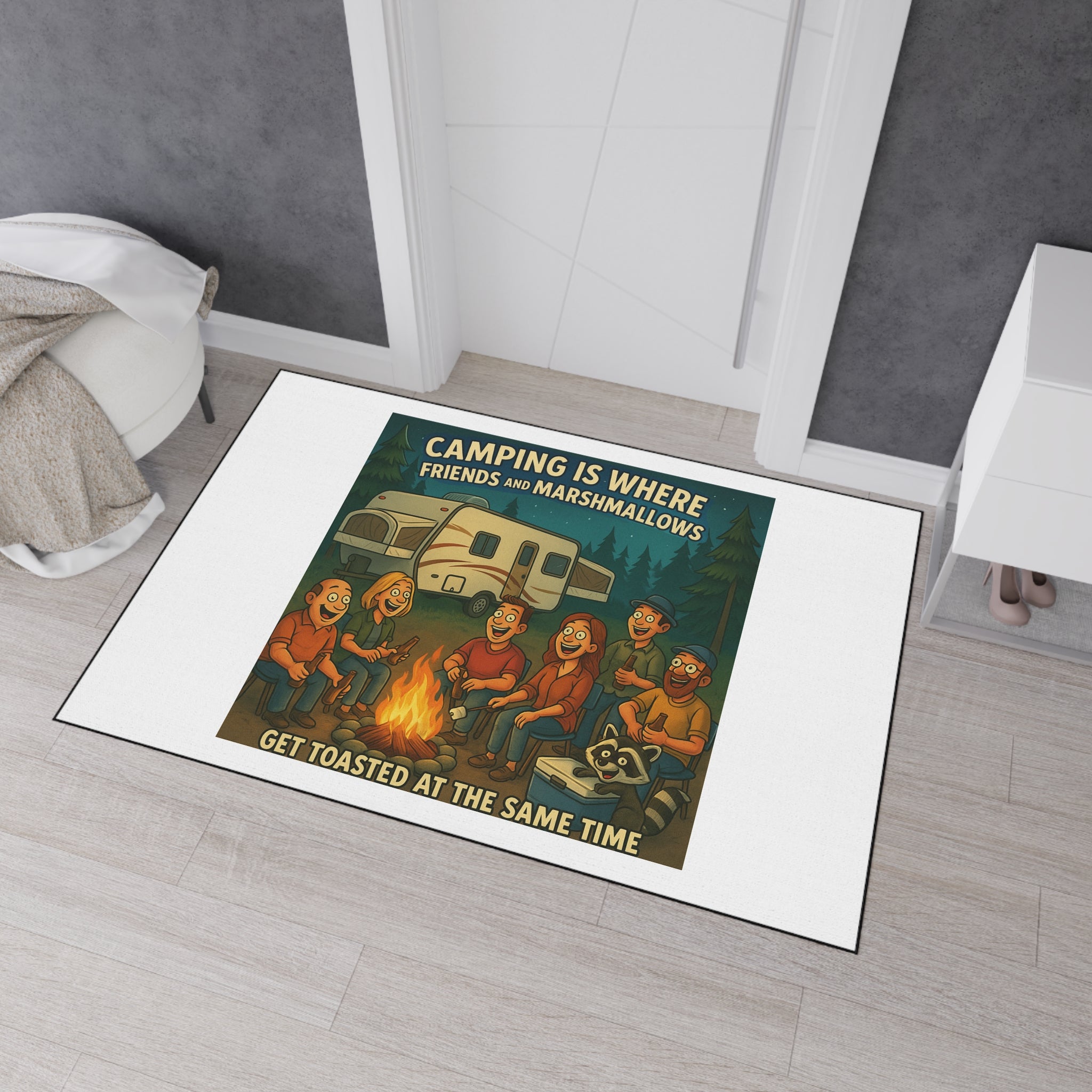 Camping Themed Heavy Duty Floor Mat - Perfect for Outdoor Gatherings, RV Life, Barbecues, and Cozy Campfires