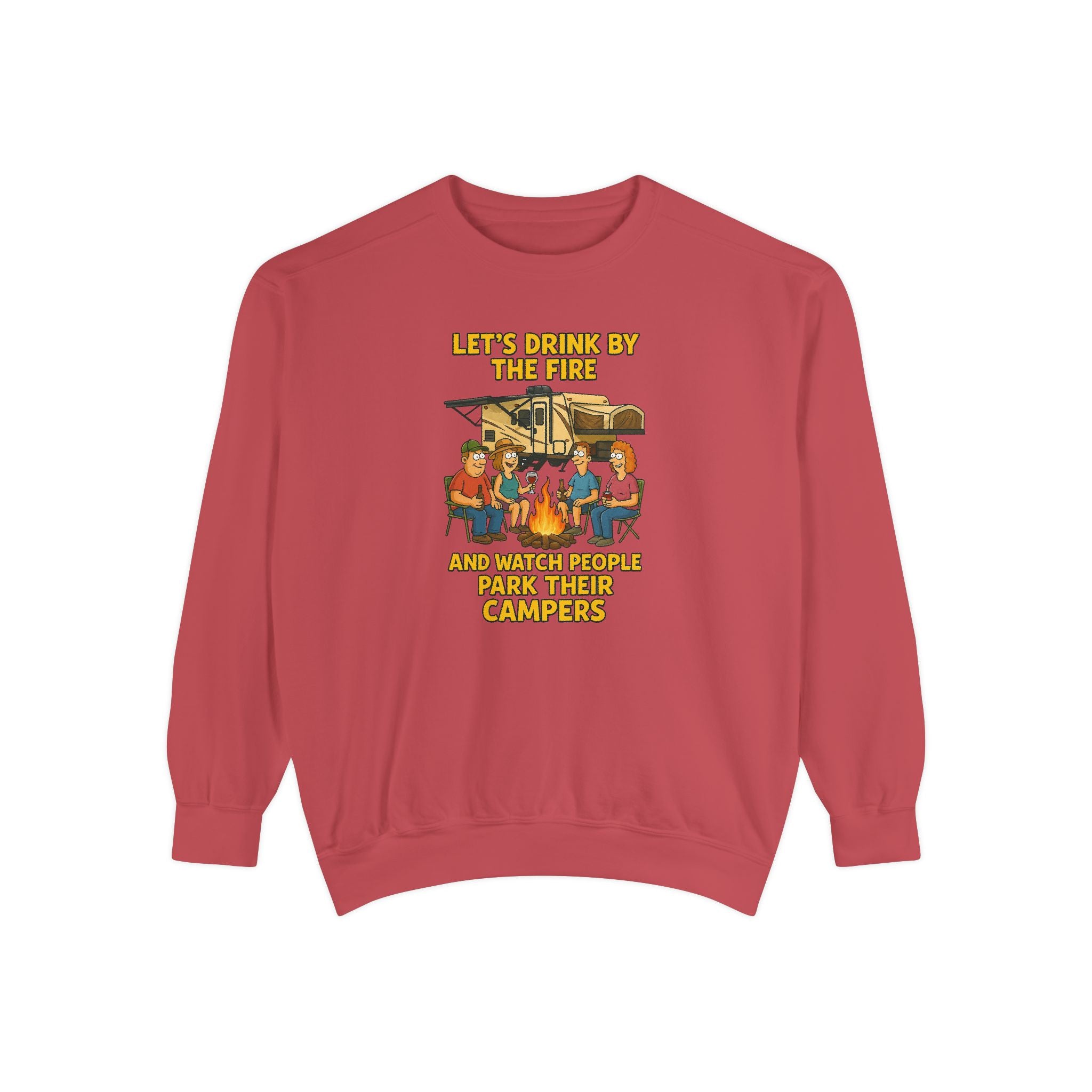 Cozy Campfire Sweatshirt - Let’s Drink by the Fire, Unisex Pullover, Perfect for Bonfires, Camping Trips, Outdoor Gatherings, Cozy Nights