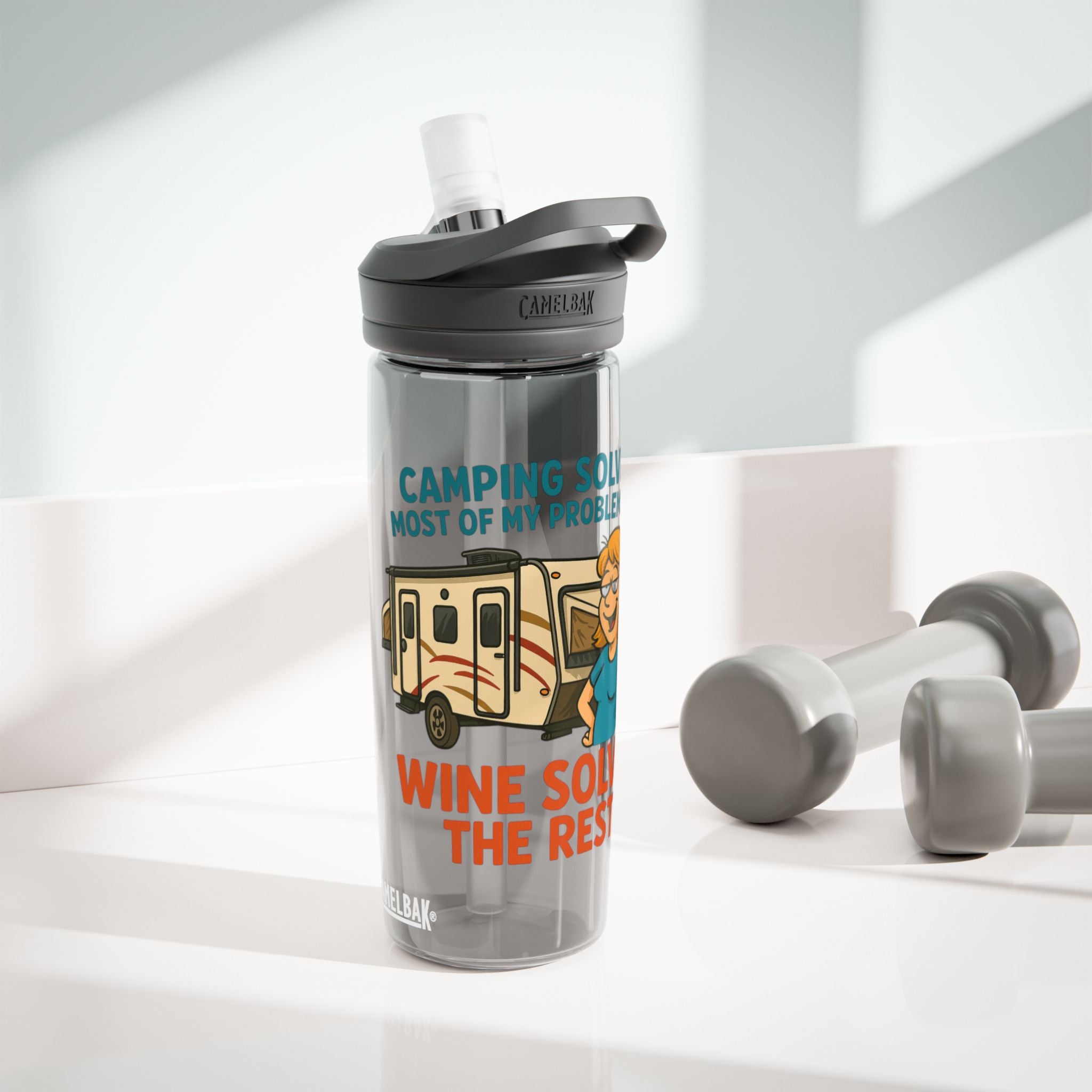 Camping Water Bottle with Fun Quote | Travel Mug, Outdoor Gear, Gift for Campers, Hydration Bottle, Adventure Accessory