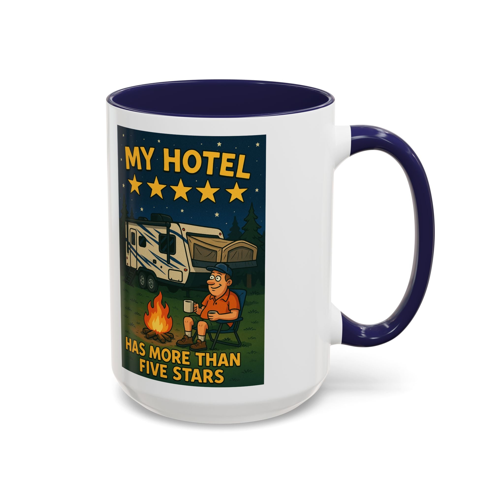 Camping-Themed Accent Coffee Mug | Perfect for RV Lovers, Campers, Travelers, Cozy Nights, Outdoor Adventures, Unique Gift Ideas