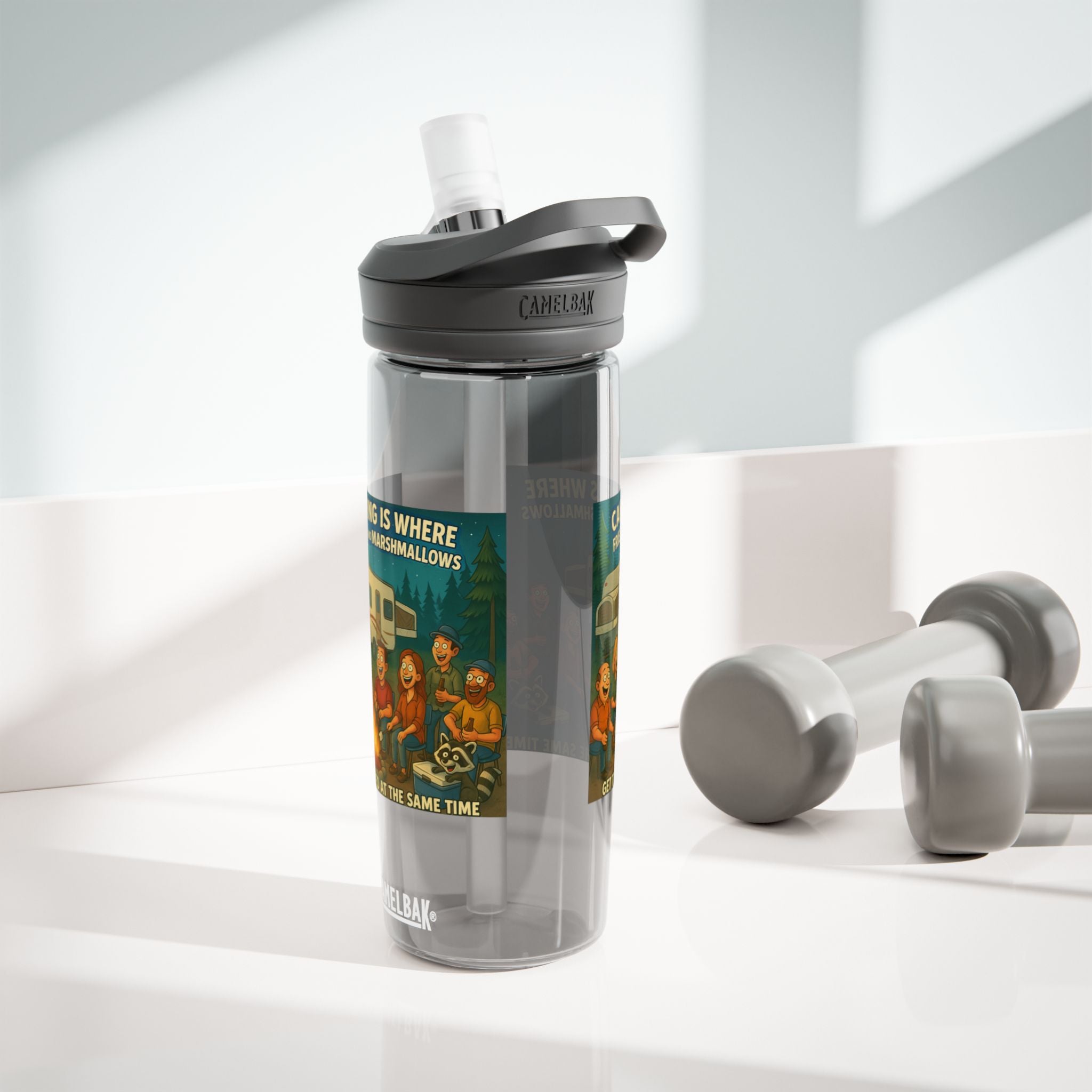 Camping Themed Water Bottle - Perfect for Outdoor Adventures, Hydration on the Go, Great for Gifts, Eco-Friendly Sipper