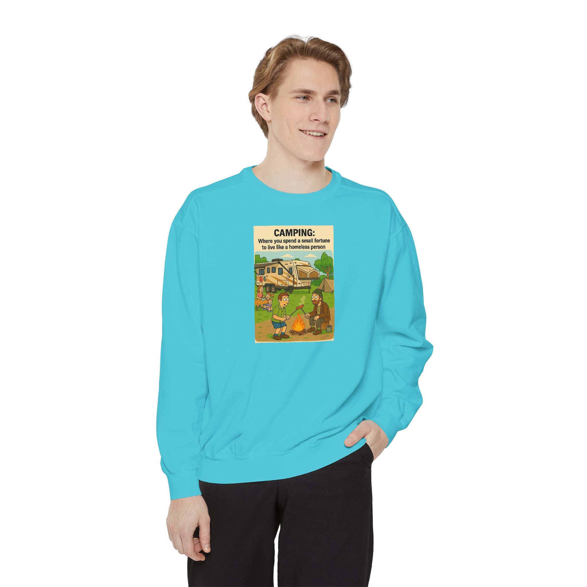 Camping Adventure Sweatshirt, Unisex Garment-DyedPullover, Cozy Casual Wear, Outdoor Enthusiast Gift, Camping Trip Apparel