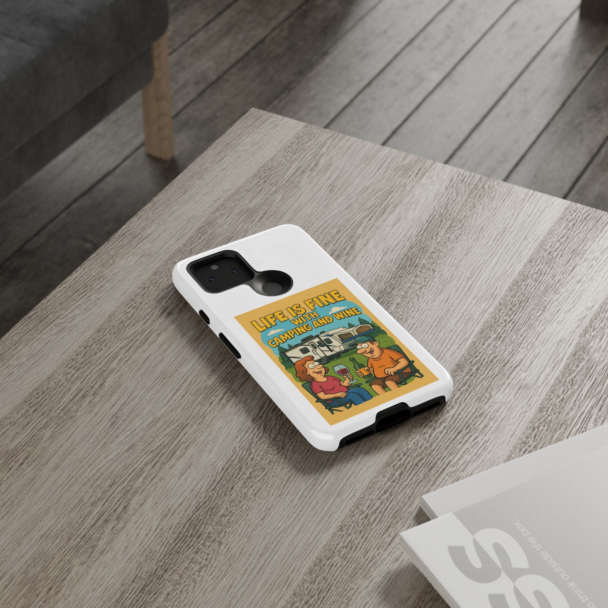 Camping & Wine Phone Case, Outdoor Adventure Accessory, Fun Gift for Campers, Summer Travel Essential, RV Lover Present