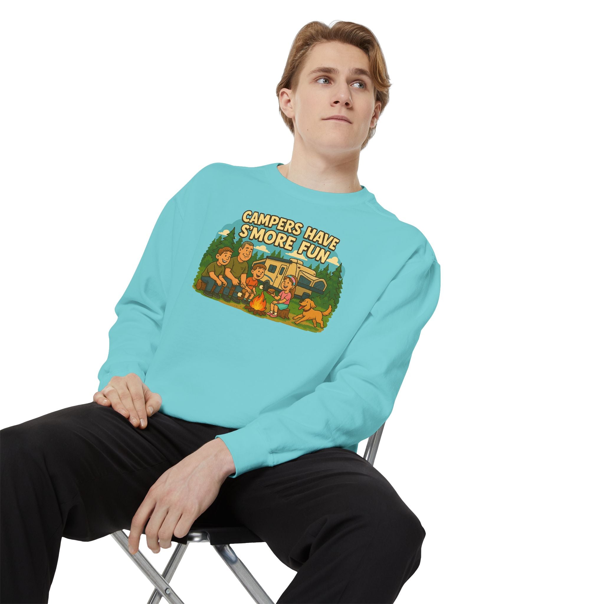 Camper Vibes Sweatshirt - Enjoy S'mores, Unisex Campfire Clothing, Perfect for Outdoor Adventures, Gift for Adventurers, Cozy Camping Attire