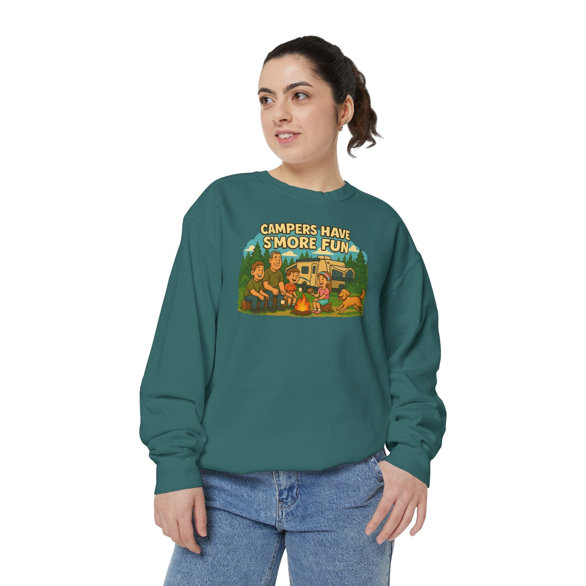 Camper Vibes Sweatshirt - Enjoy S'mores, Unisex Campfire Clothing, Perfect for Outdoor Adventures, Gift for Adventurers, Cozy Camping Attire