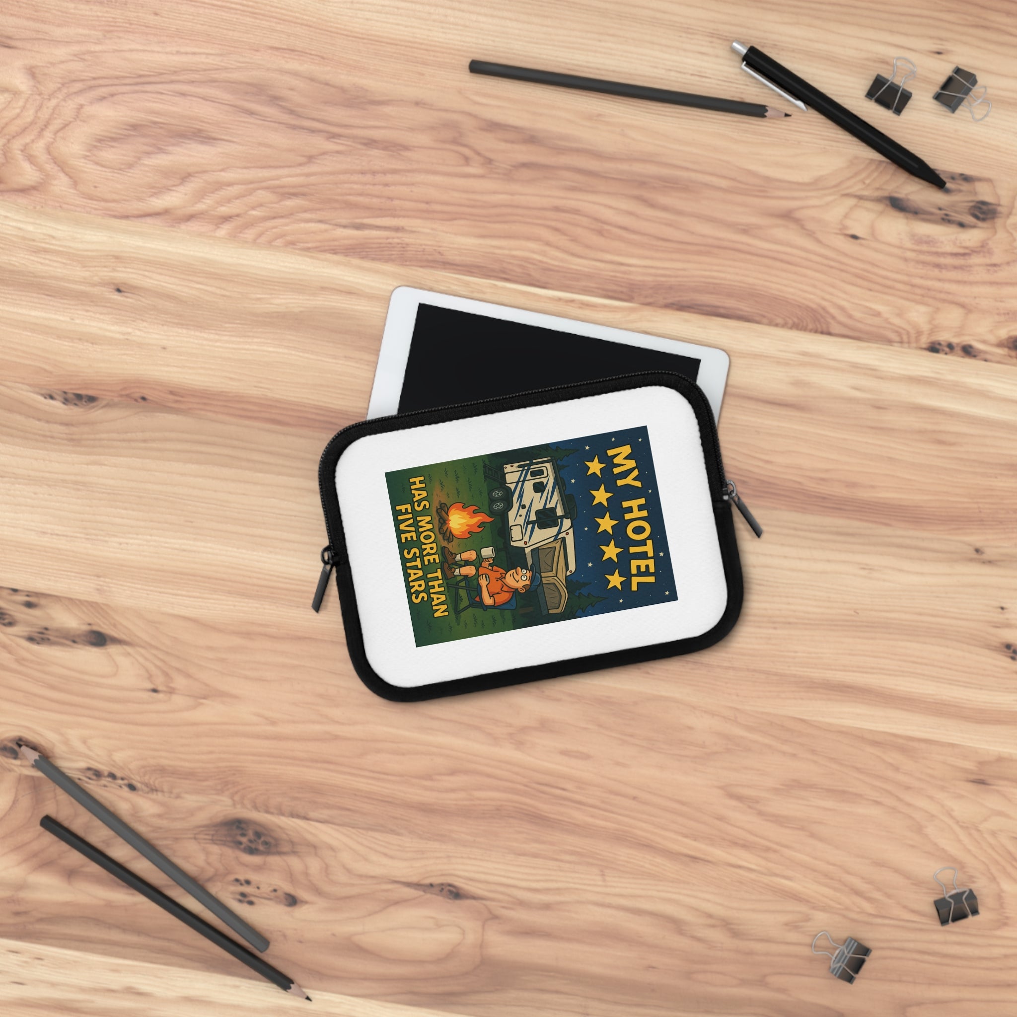 Camping-Themed Laptop Sleeve, Great for Outdoor Lovers, Travel Gift, Eco-Friendly, Tech Accessory