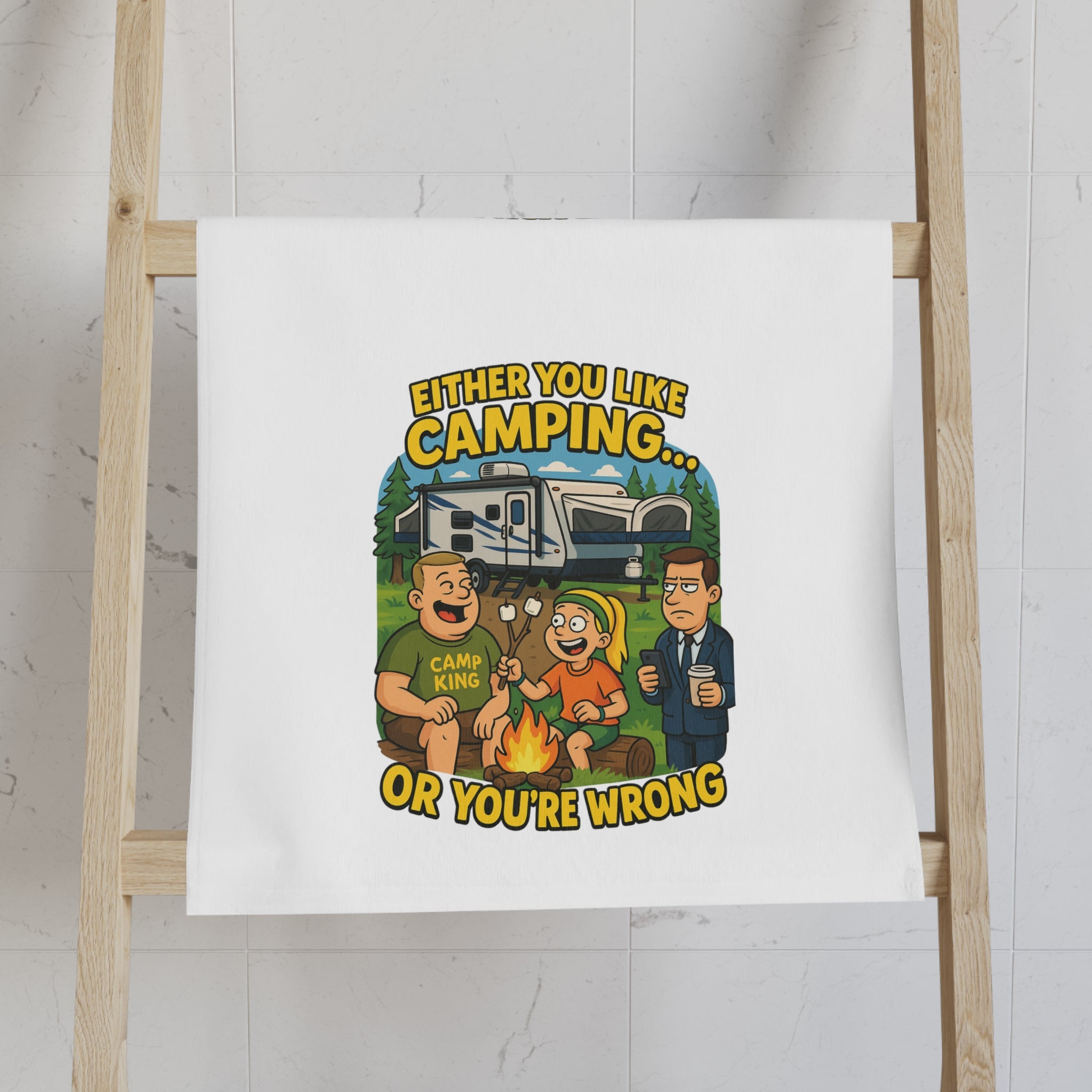 Camping-Themed Hand Towel: Either You Like Camping or You're Wrong