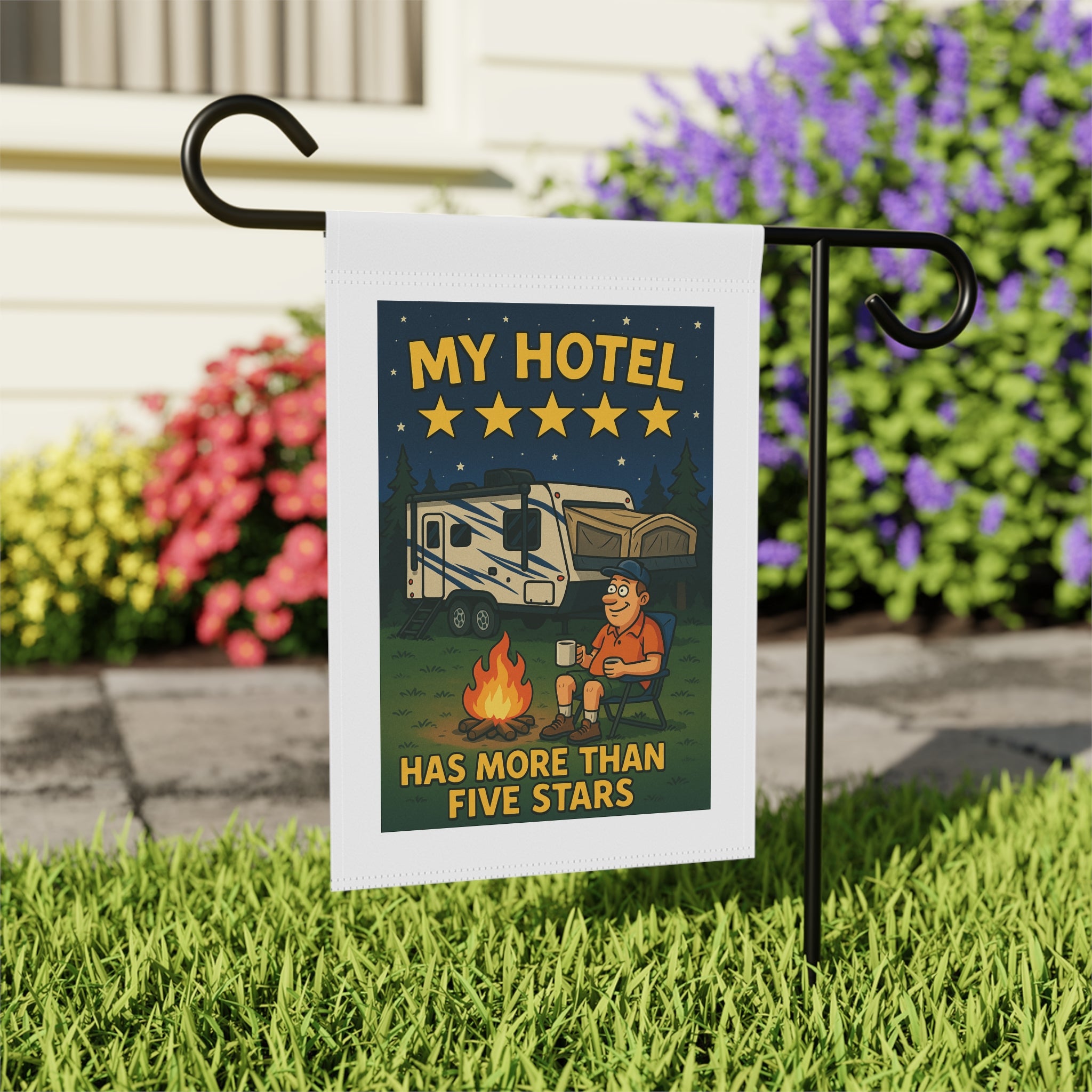 Camping Home Banner, RV Decor, Outdoor Garden Sign, Travel Enthusiast Gift, Camping Flag, Fire Pit Decor