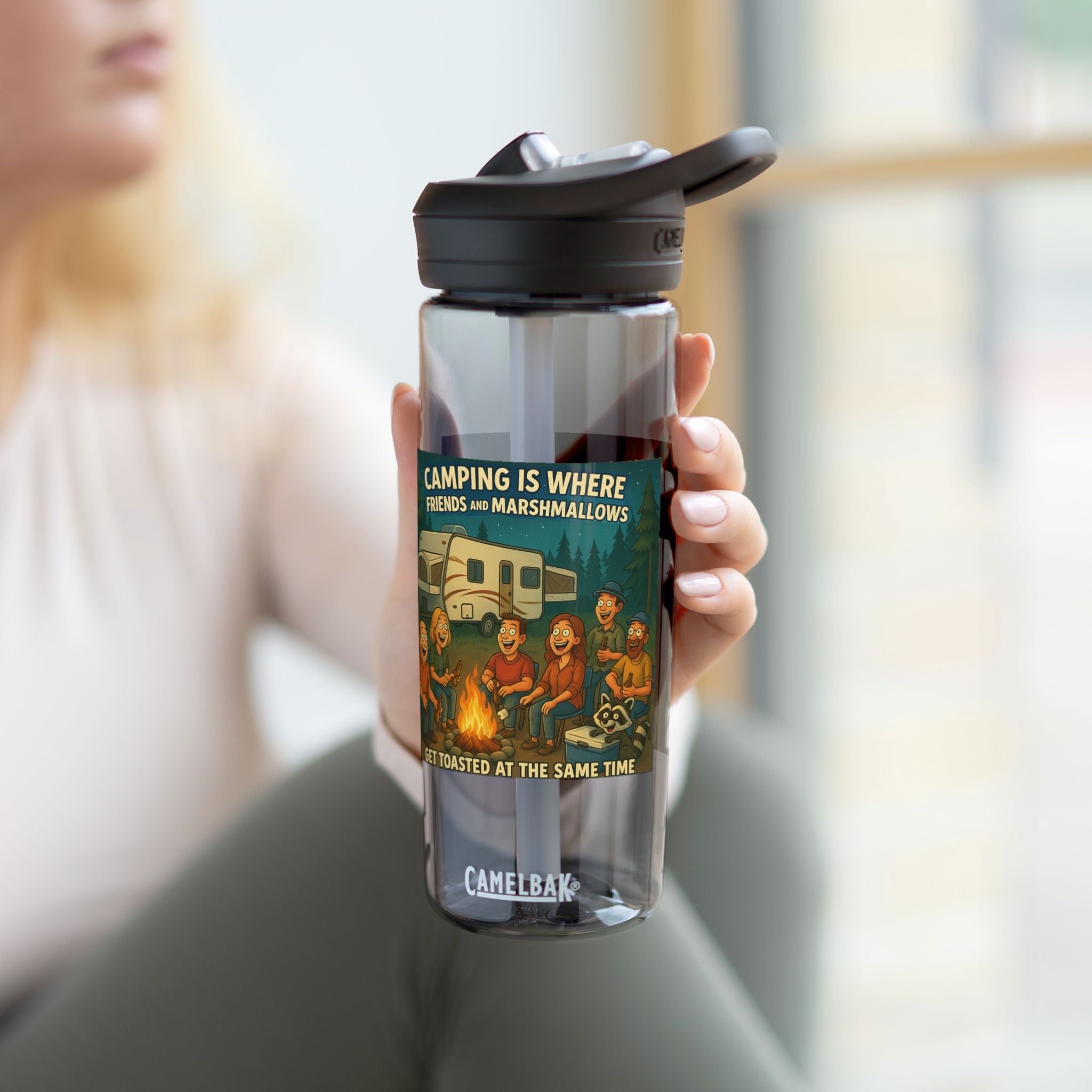 Camping Themed Water Bottle - Perfect for Outdoor Adventures, Hydration on the Go, Great for Gifts, Eco-Friendly Sipper