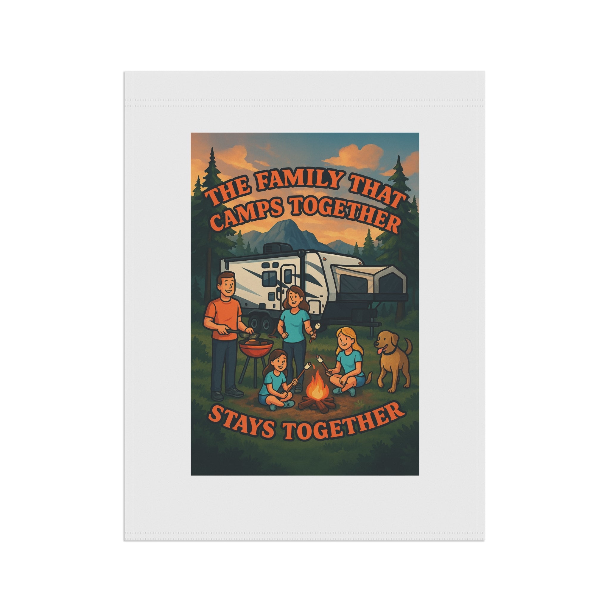 Camping Family Banner, Outdoor Decor, Garden Flag, Family Reunion Gift, RV Fun Sign, Camping Themed Home Decor