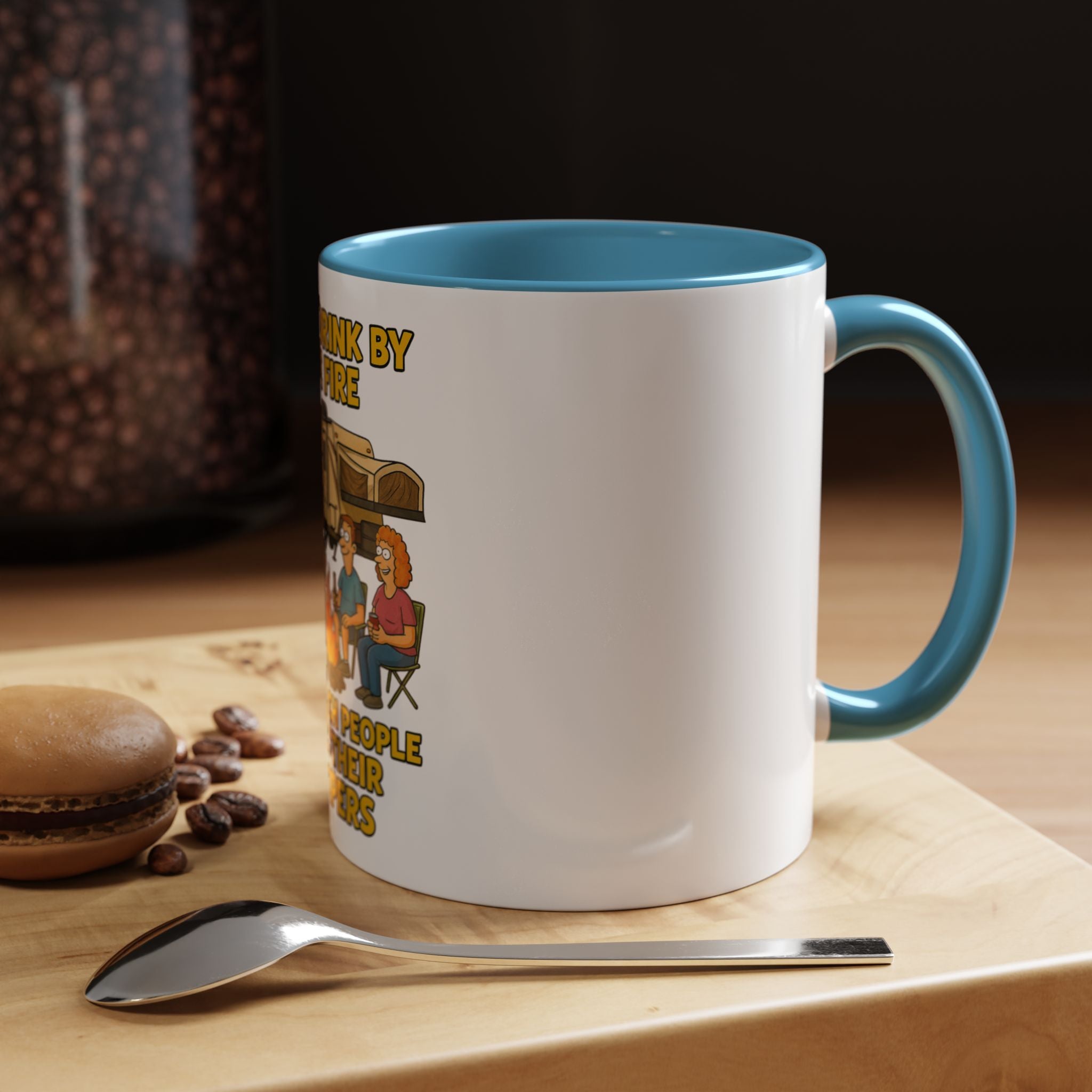Campfire Accent Coffee Mug, Camping Gift, Outdoor Adventure Mug, RV Lovers Coffee Cup, Relaxing by the Fire