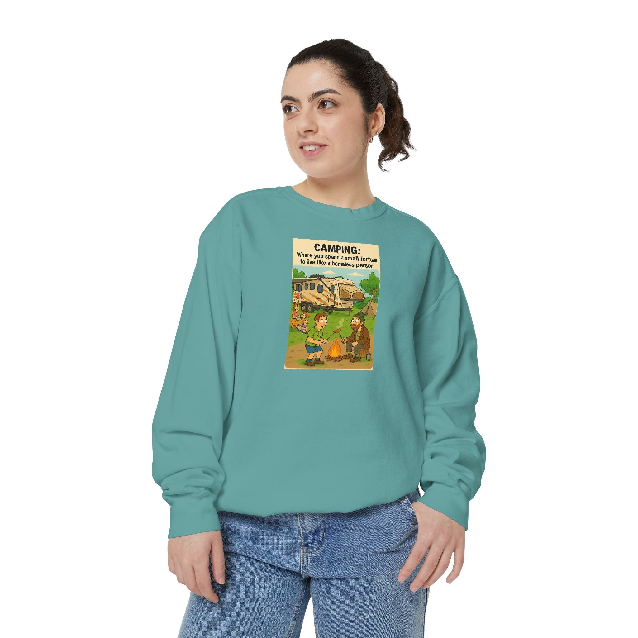 Camping Adventure Sweatshirt, Unisex Garment-DyedPullover, Cozy Casual Wear, Outdoor Enthusiast Gift, Camping Trip Apparel