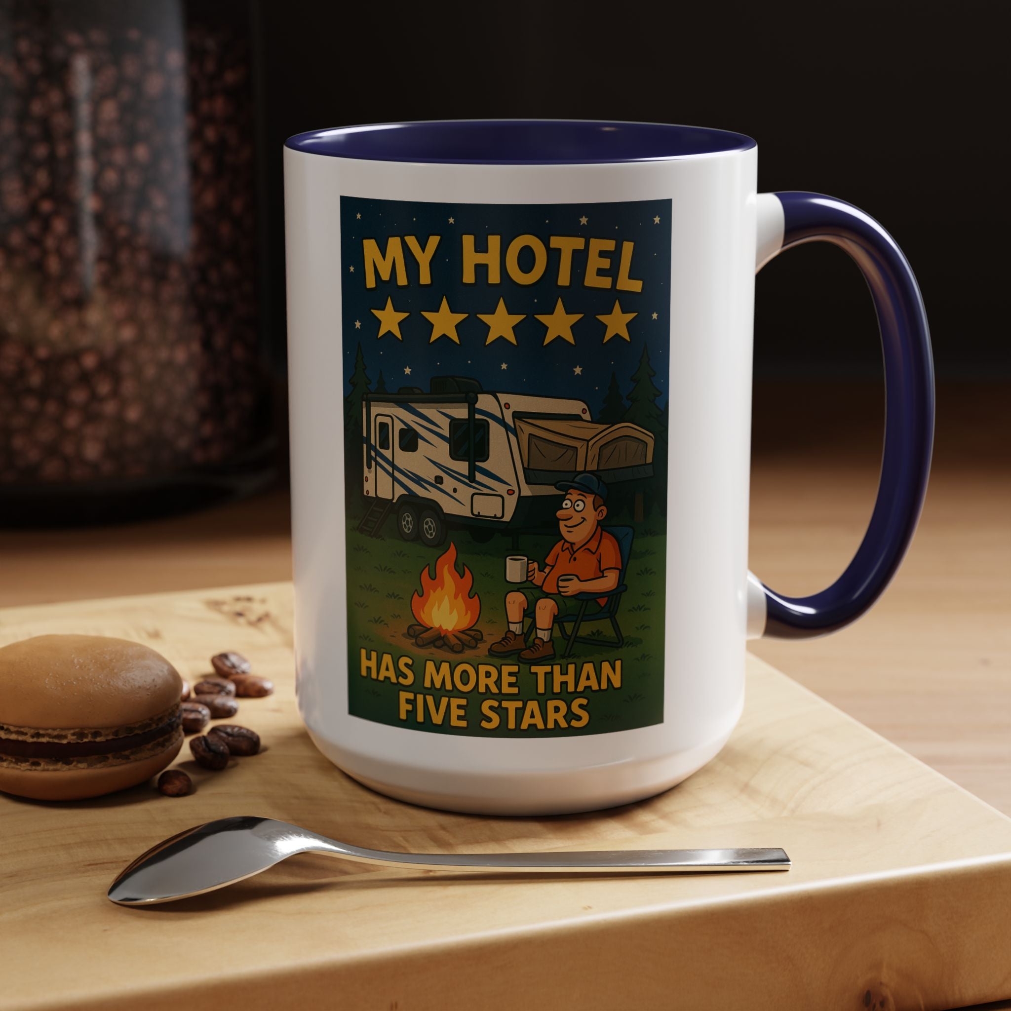 Camping-Themed Accent Coffee Mug | Perfect for RV Lovers, Campers, Travelers, Cozy Nights, Outdoor Adventures, Unique Gift Ideas