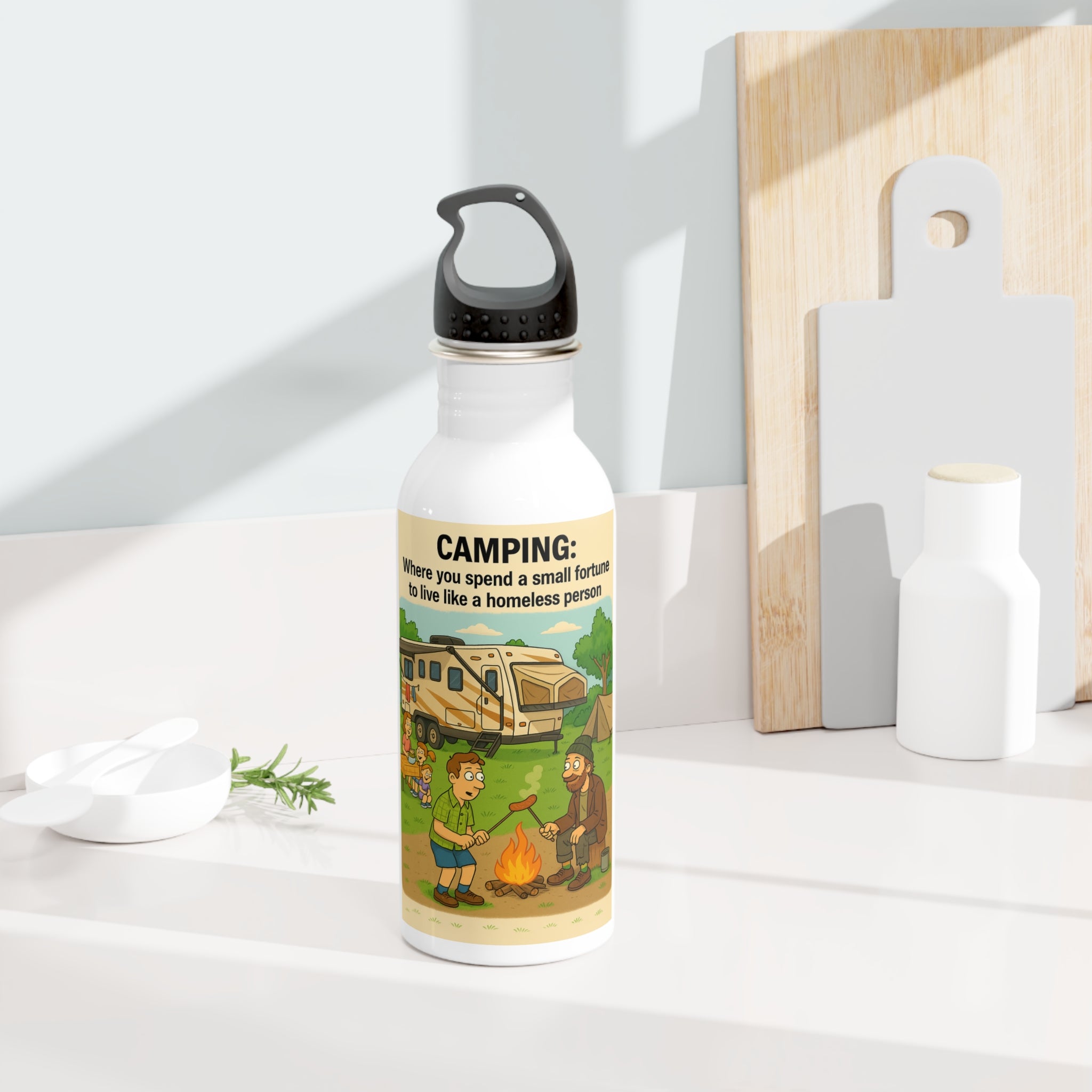 Camping Humor Stainless Steel Water Bottle | Outdoor Adventure, Gift for Campers, Travel Hydration, Hiking Essentials, Unique Camping Gift