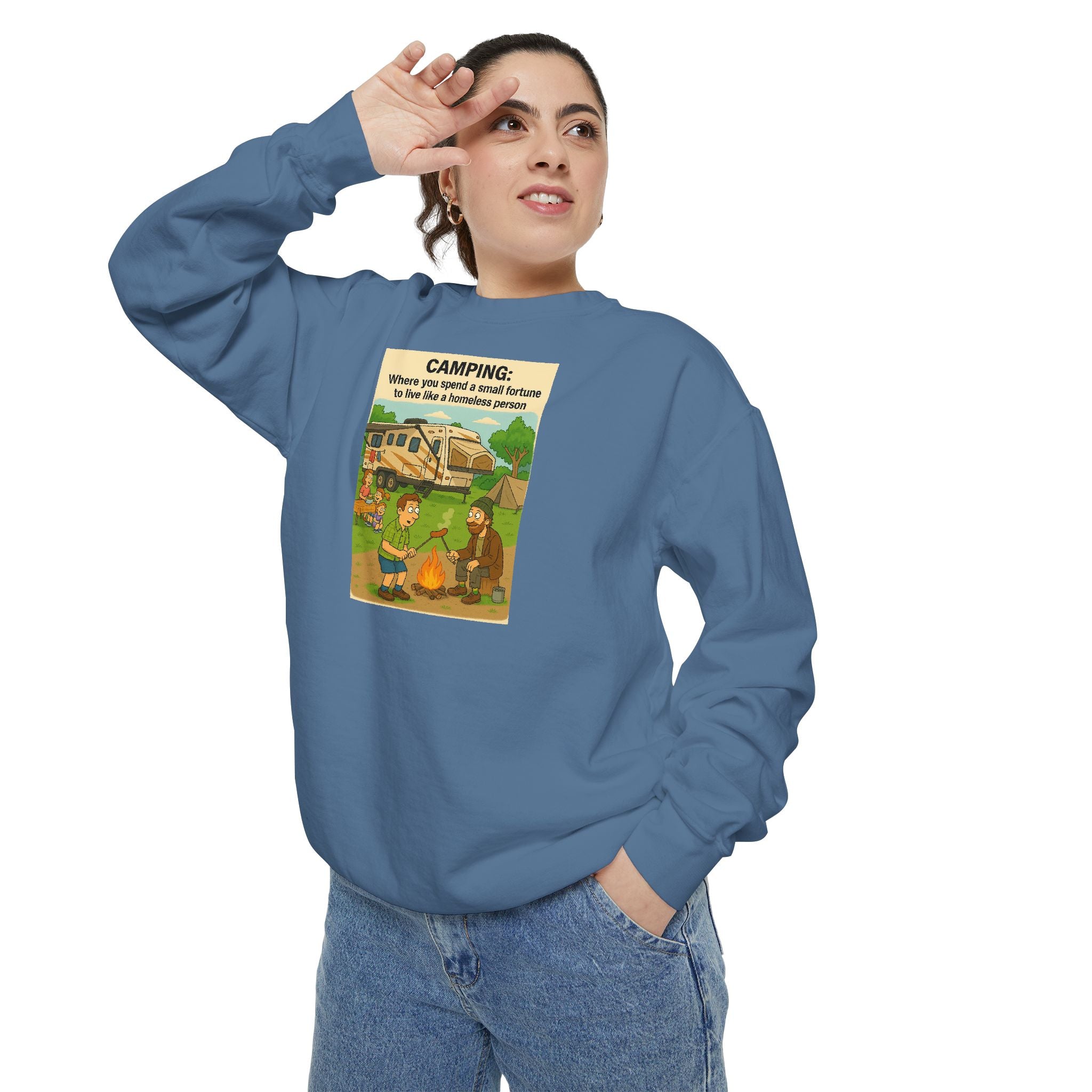 Camping Adventure Sweatshirt, Unisex Garment-DyedPullover, Cozy Casual Wear, Outdoor Enthusiast Gift, Camping Trip Apparel