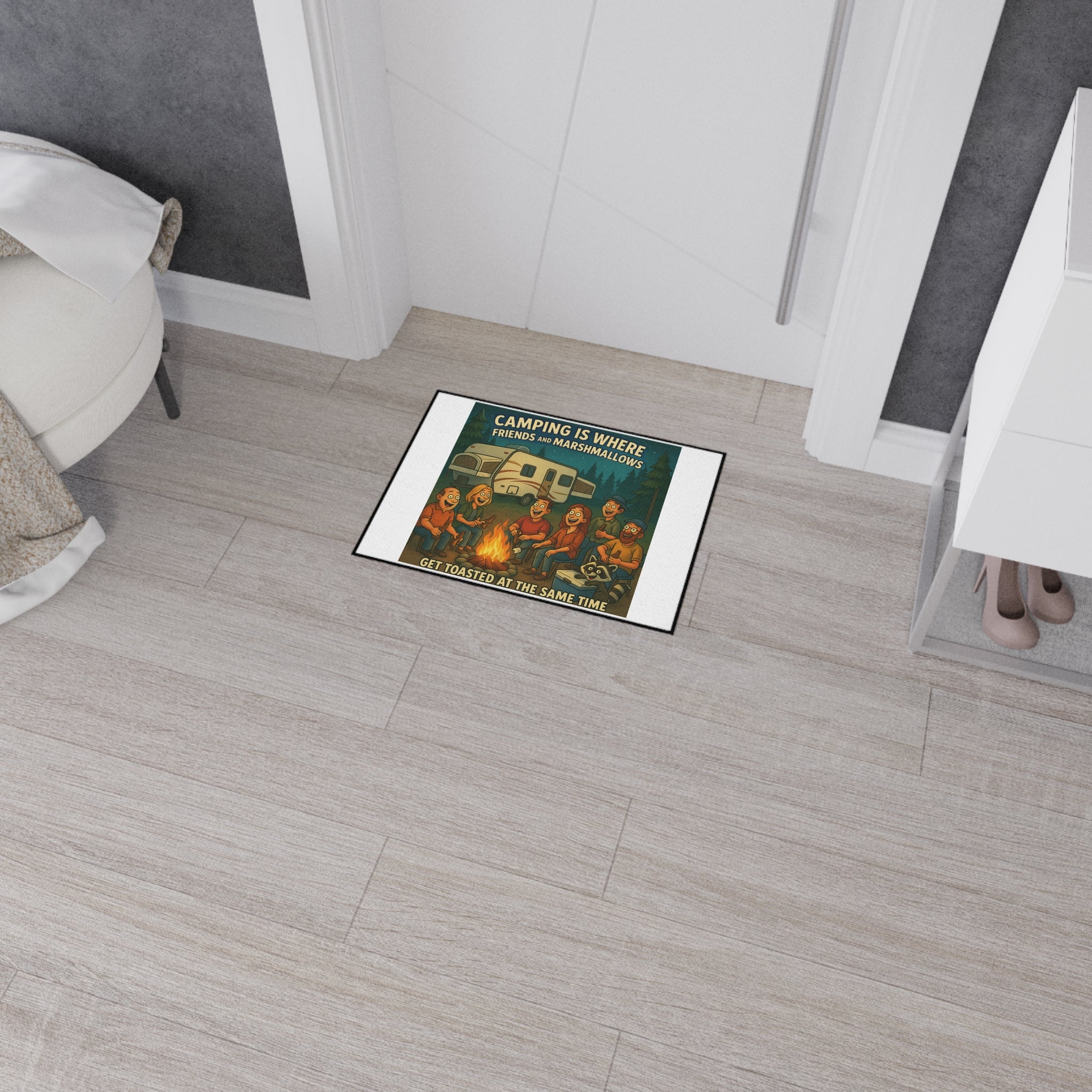 Camping Themed Heavy Duty Floor Mat - Perfect for Outdoor Gatherings, RV Life, Barbecues, and Cozy Campfires