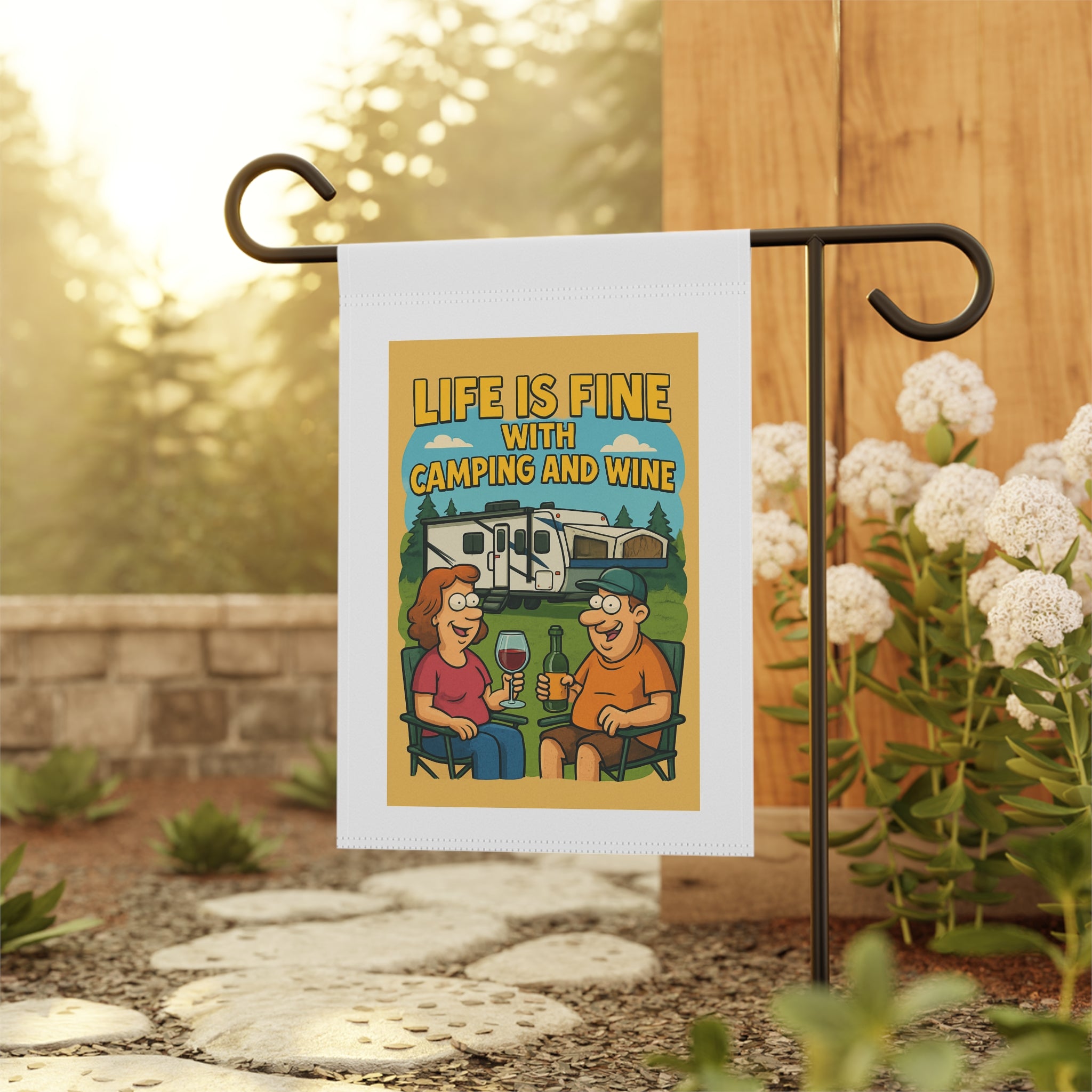 Camping Banner, Garden Decor, Outdoor Vibes, Wine Lovers Gift, Fun Camping Decorations, Unique Home & Garden Banner