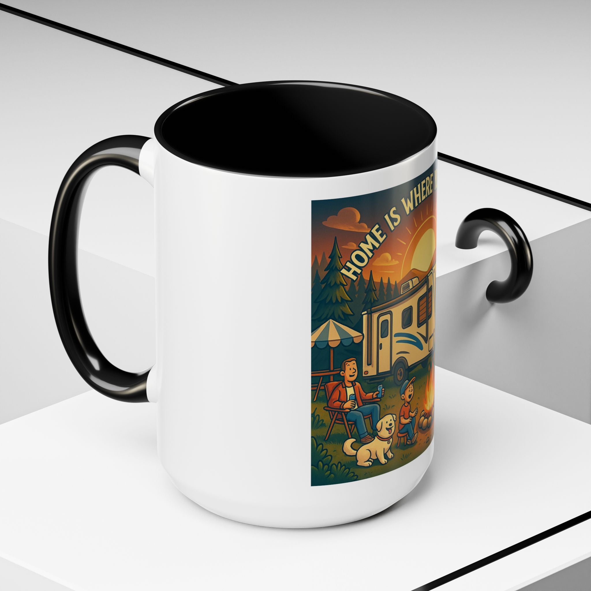 Camping Coffee Mug, Home is Where You Park It, RV Life Mug, Adventure Gift, Outdoor Enthusiast Drinkware